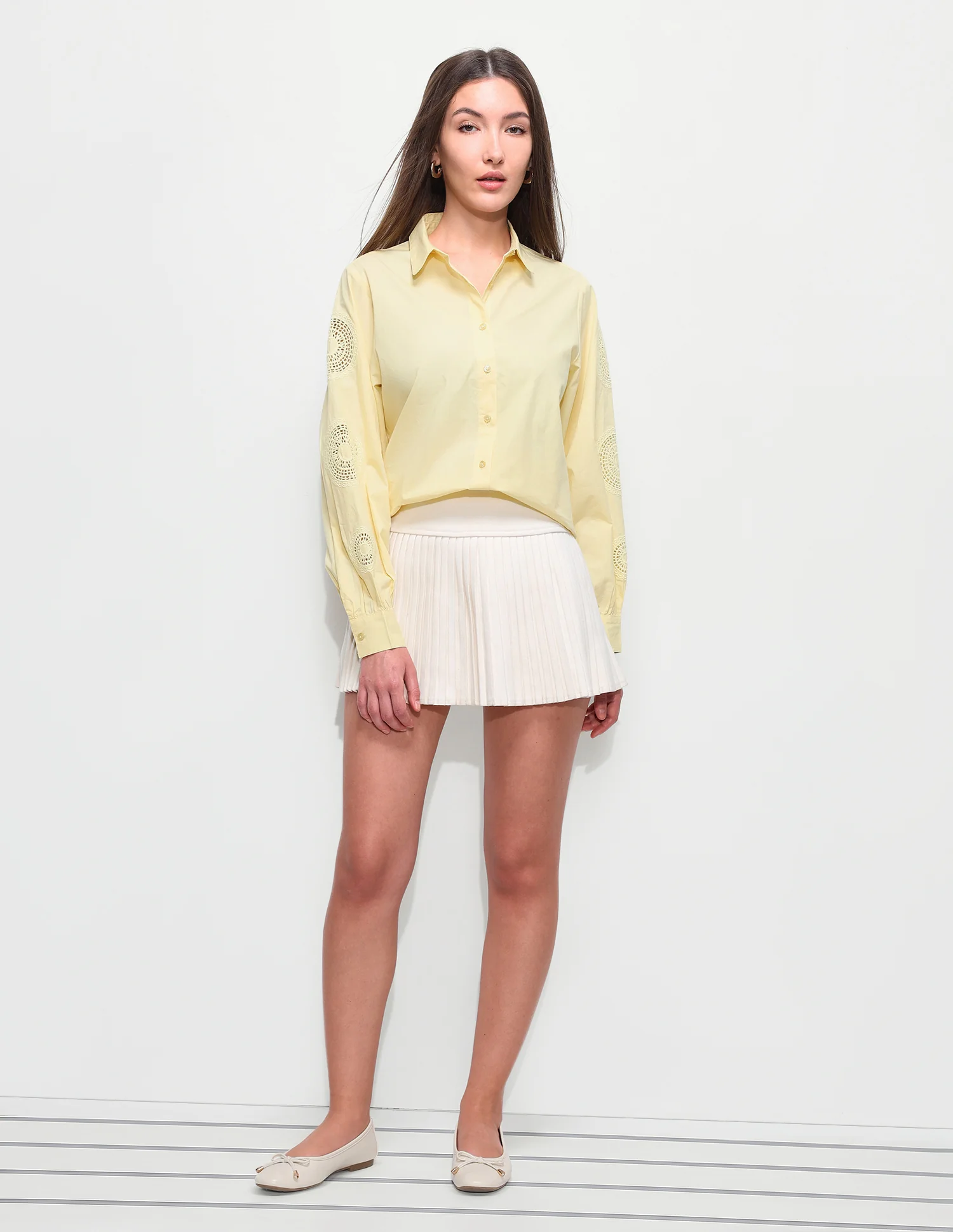 Crochet Solid Relaxed Fit Shirt - Image 3