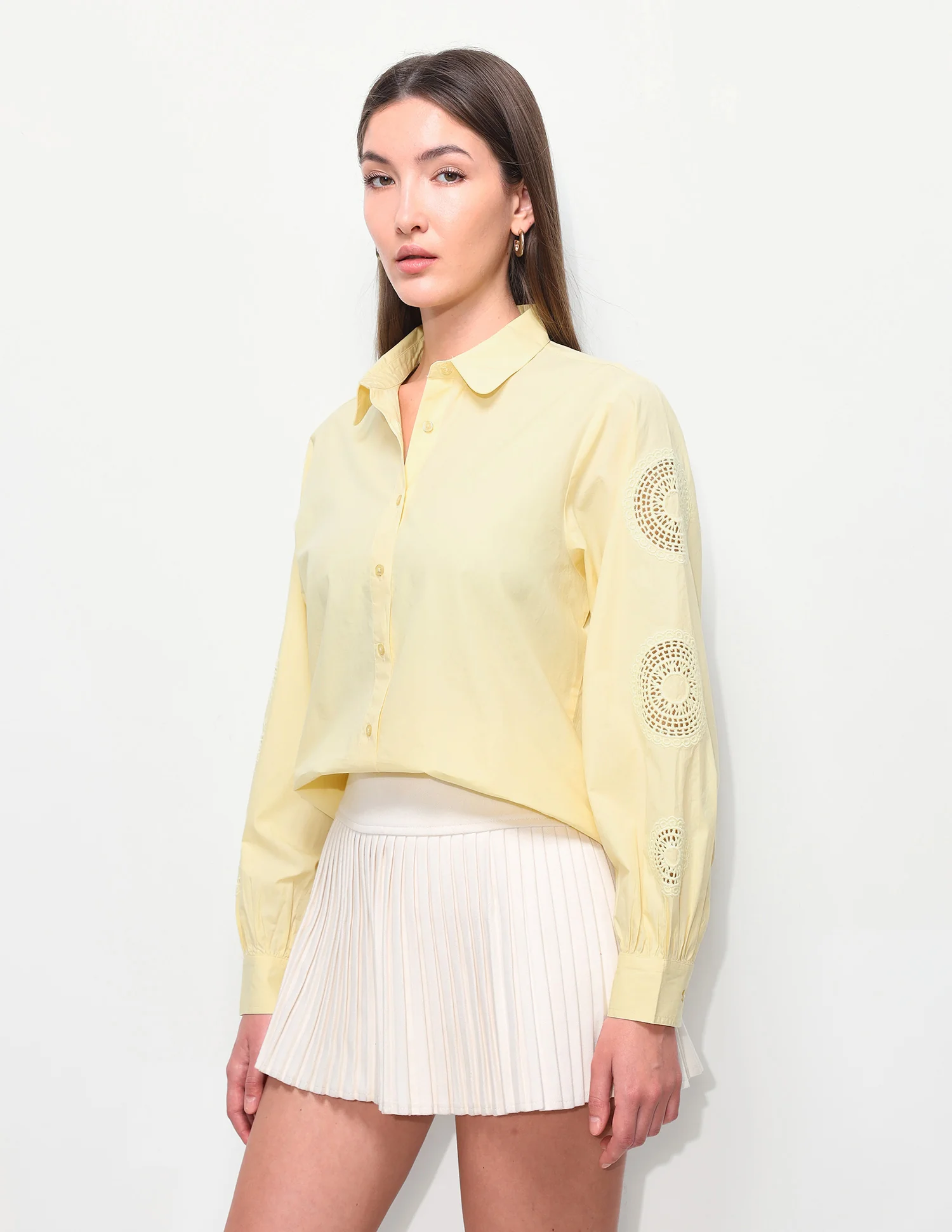 Crochet Solid Relaxed Fit Shirt - Image 4