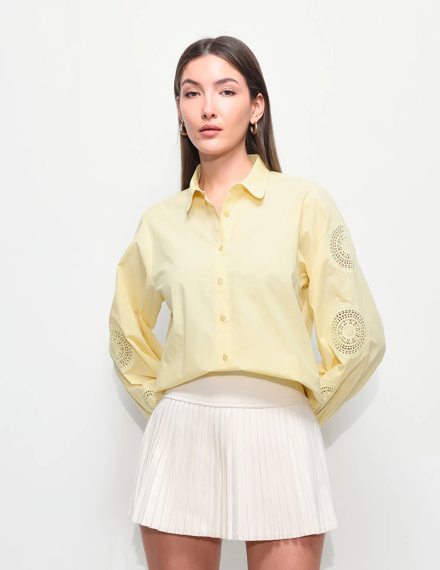 Crochet Solid Relaxed Fit Shirt - Image 6
