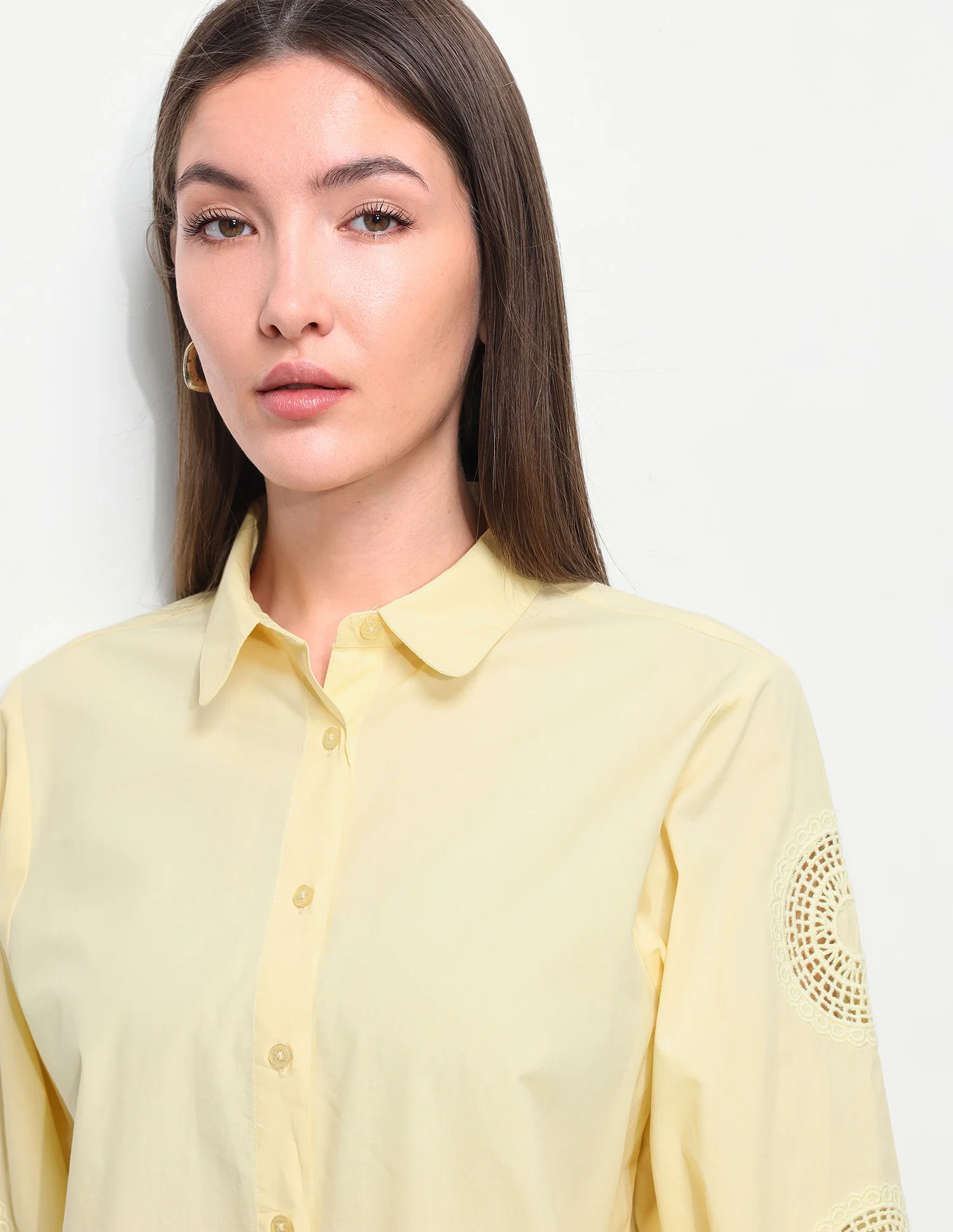 Crochet Solid Relaxed Fit Shirt - Image 7