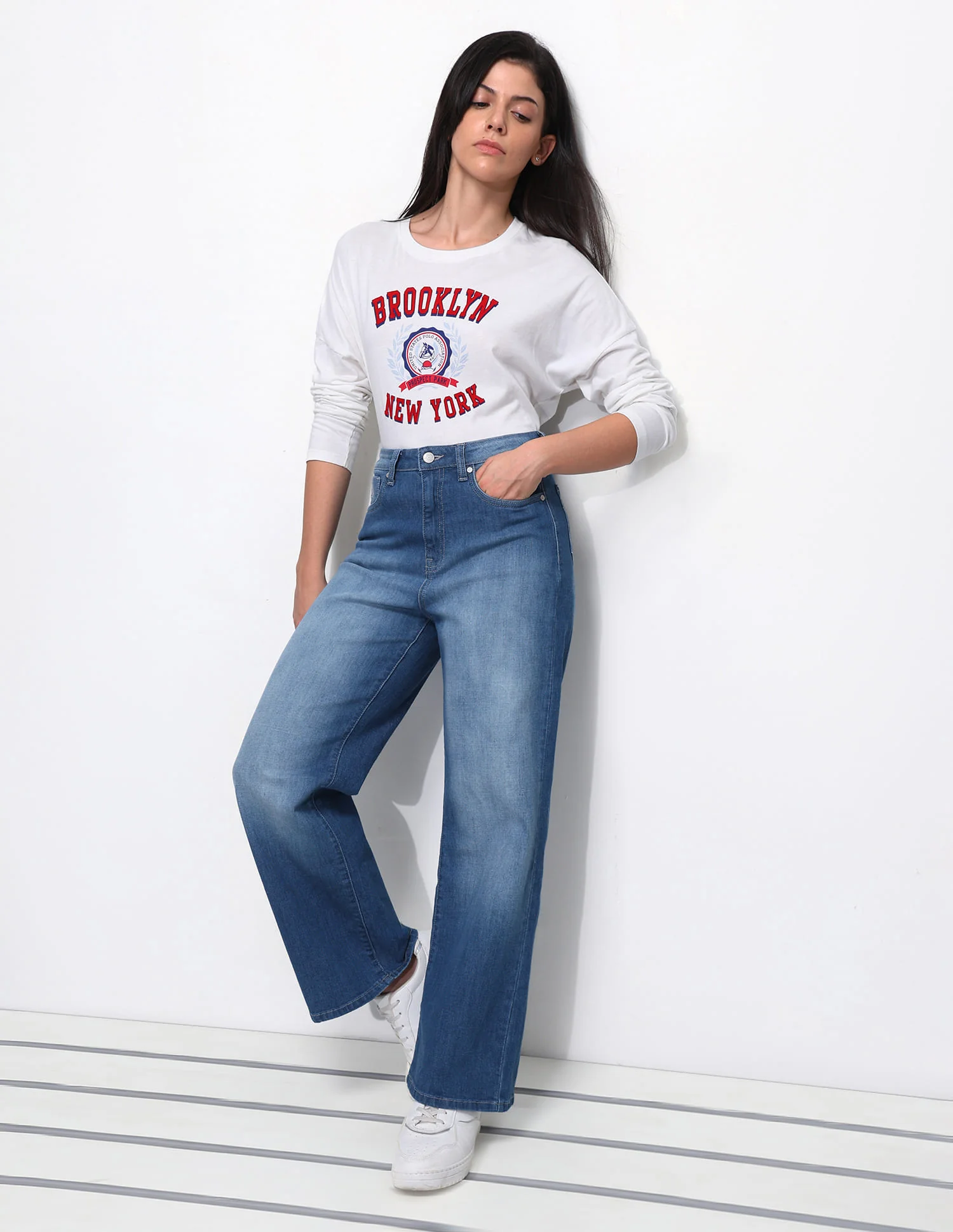Cross Hatch Wide Leg Jeans - Image 3