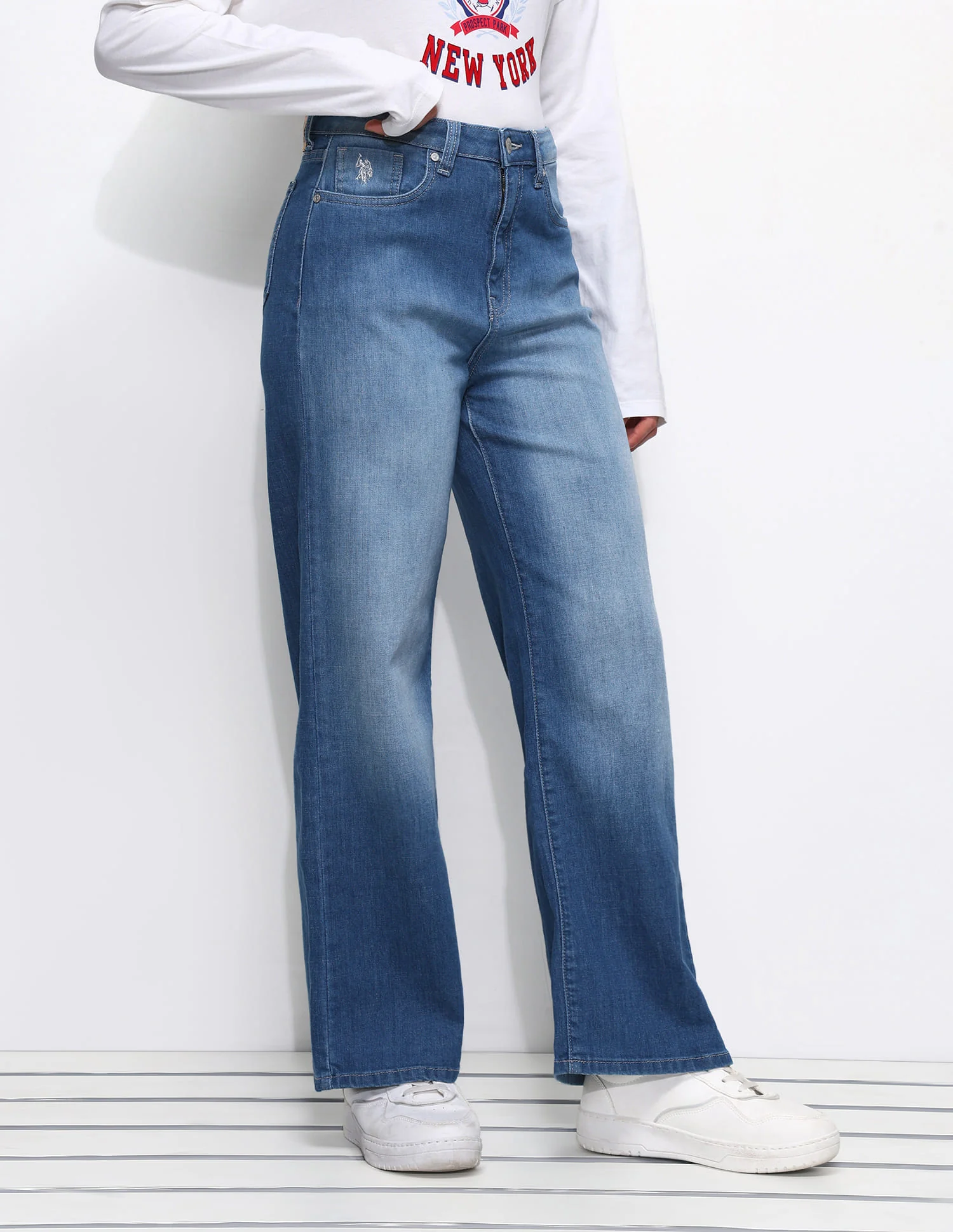 Cross Hatch Wide Leg Jeans - Image 4
