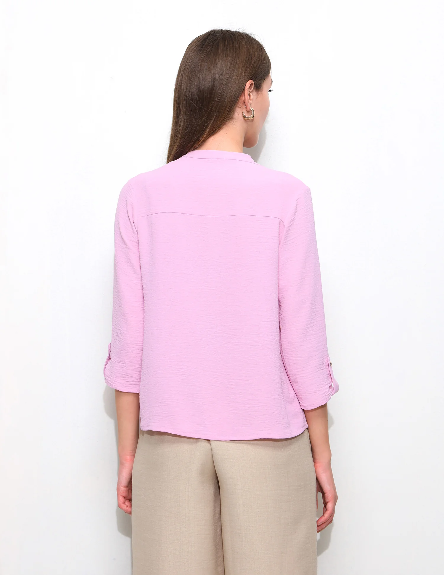 Cut And Sew Solid Front Zip Top - Image 5