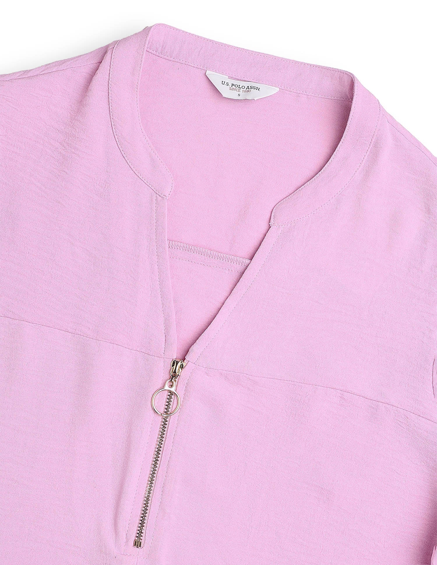 Cut And Sew Solid Front Zip Top - Image 8