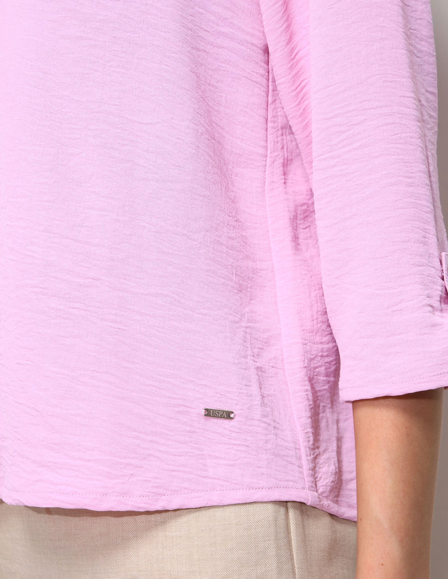 Cut And Sew Solid Front Zip Top - Image 9