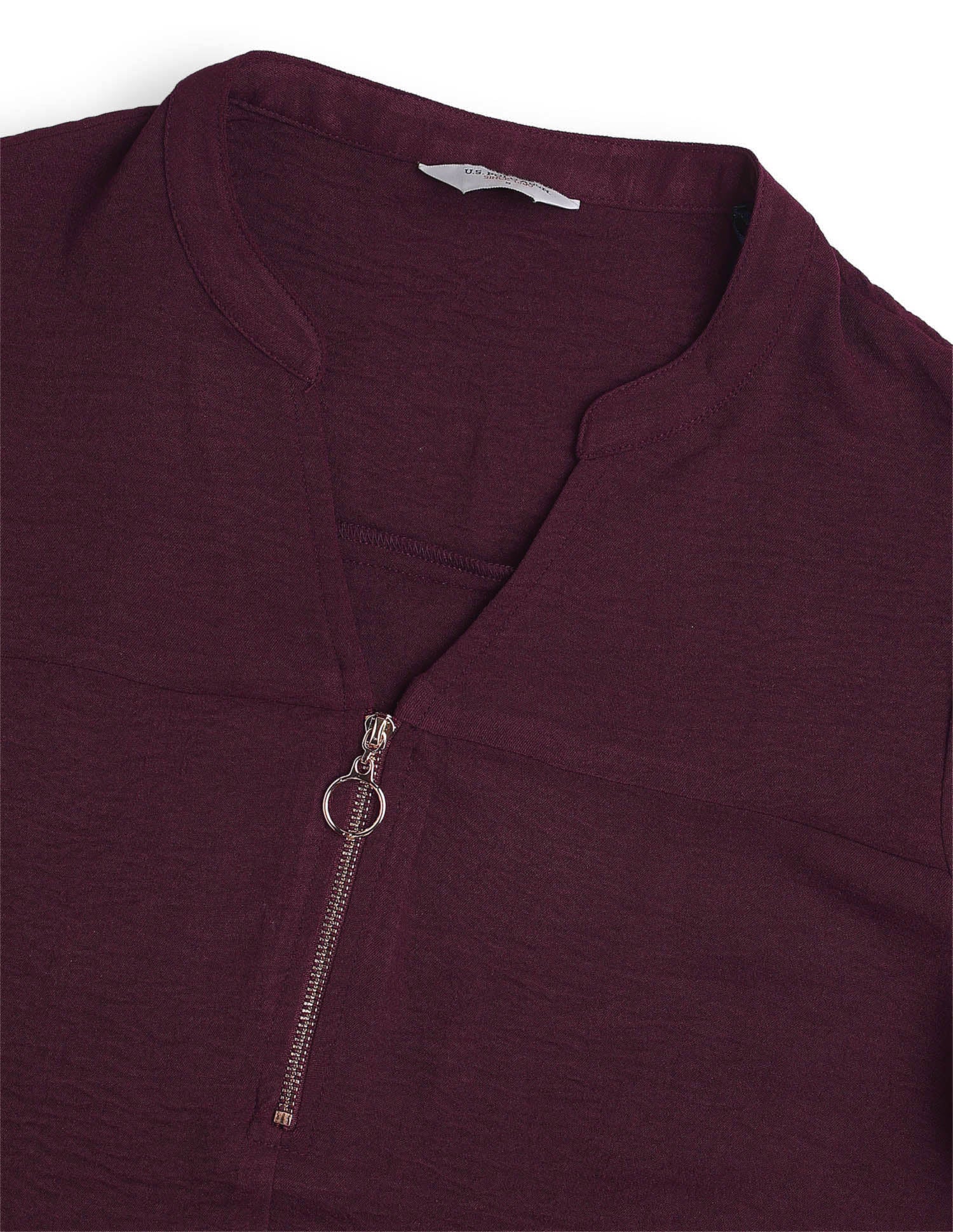 Cut And Sew Solid Front Zip Top - Image 8