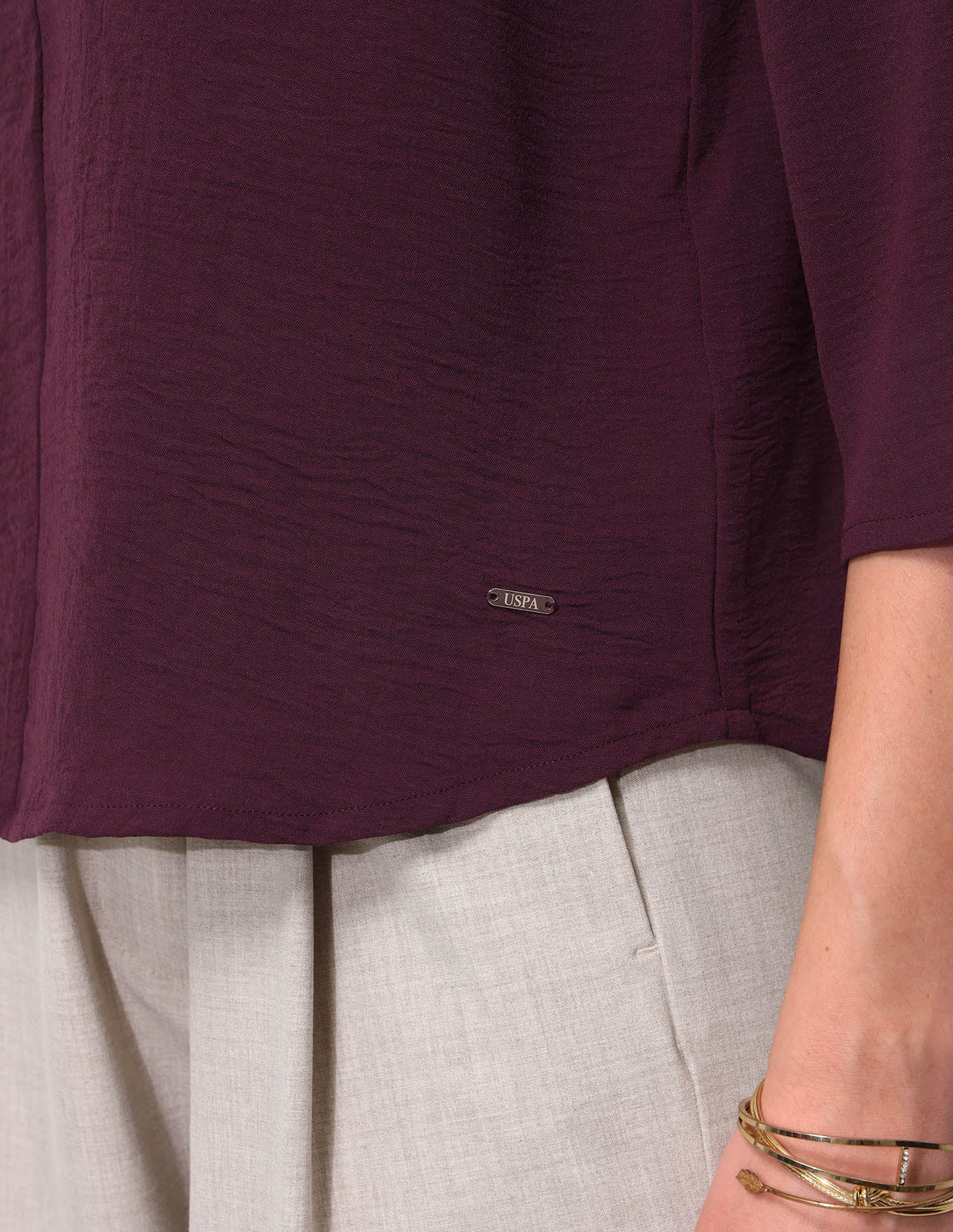 Cut And Sew Solid Front Zip Top - Image 9