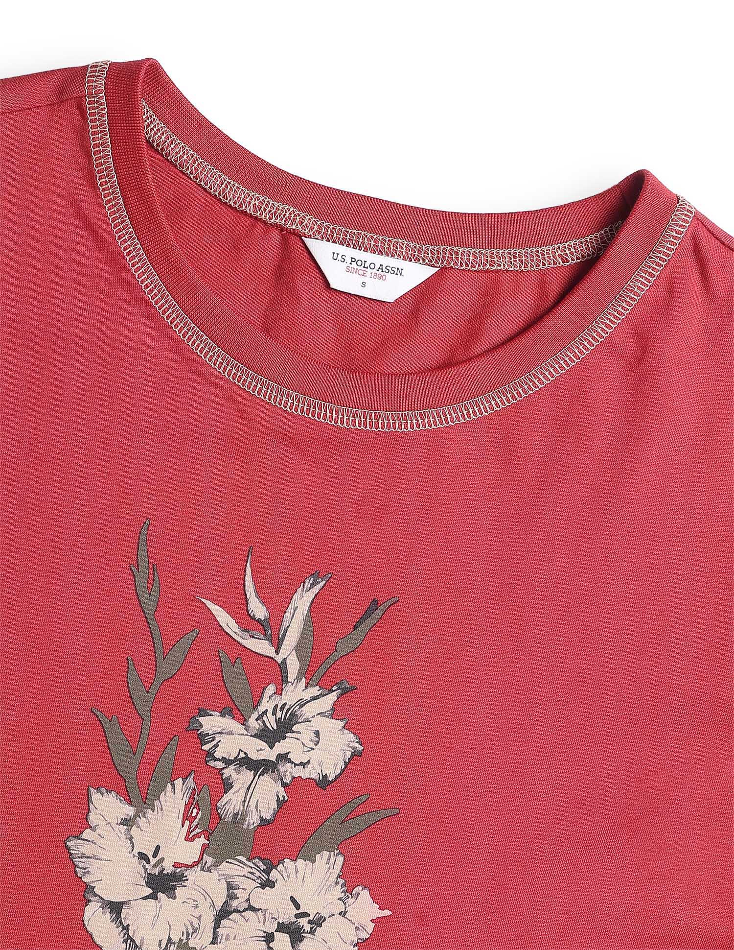 Digital Floral Printed Regular Fit T-Shirt - Image 8