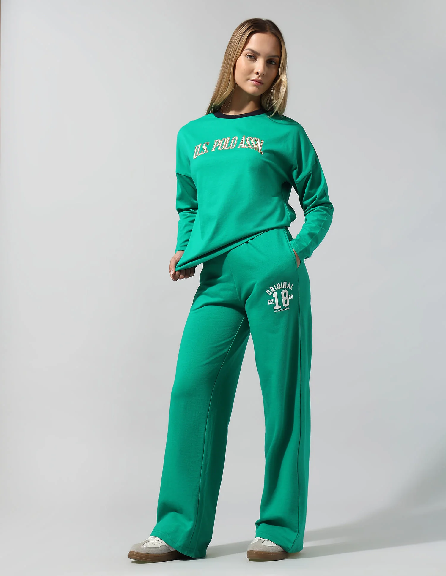 Drop Shoulder Full Sleeves T-Shirt With Wide Leg Pants - Image 3