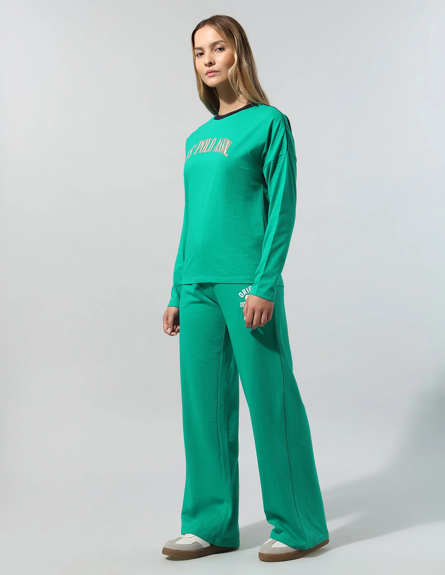 Drop Shoulder Full Sleeves T-Shirt With Wide Leg Pants - Image 4