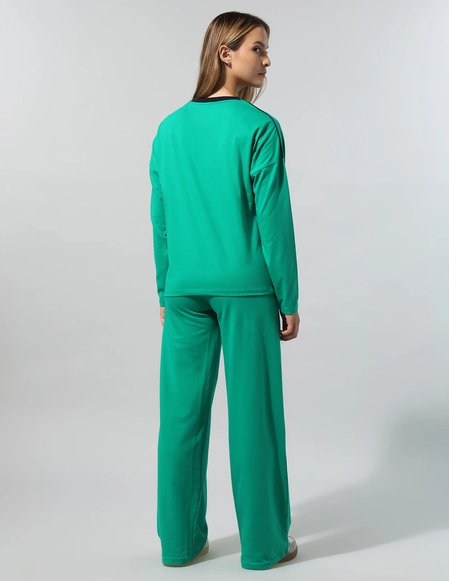Drop Shoulder Full Sleeves T-Shirt With Wide Leg Pants - Image 5