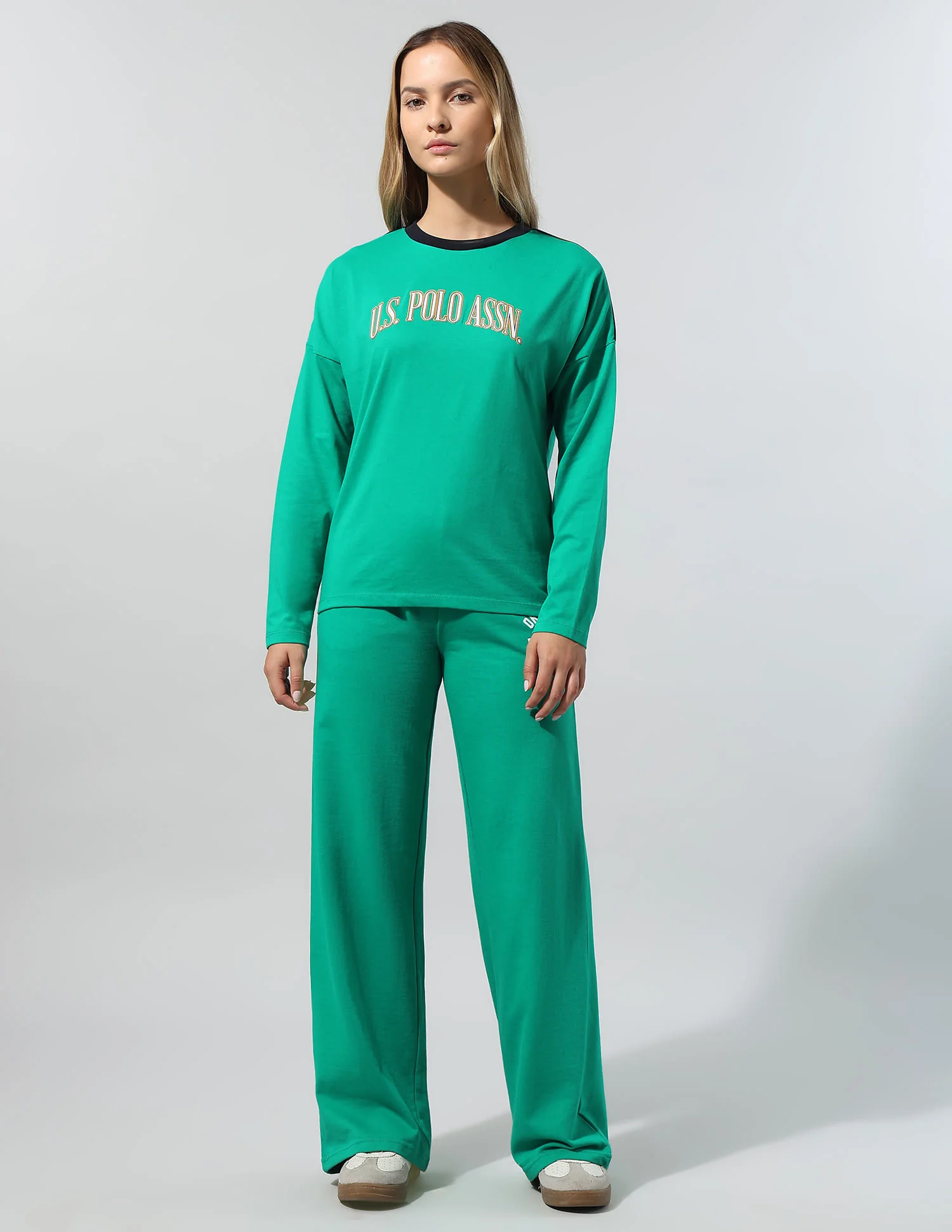 Drop Shoulder Full Sleeves T-Shirt With Wide Leg Pants - Image 6
