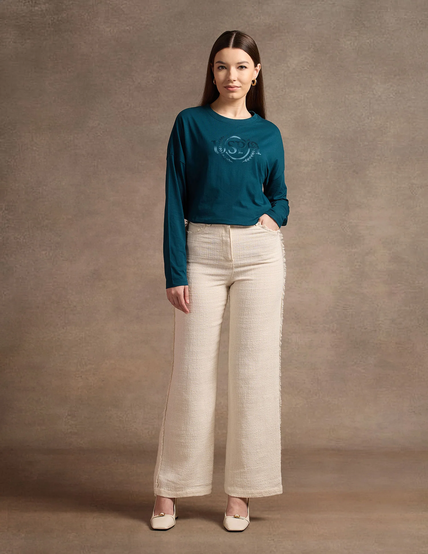 Drop Shoulder Satin Flock T-Shirt - Image 3