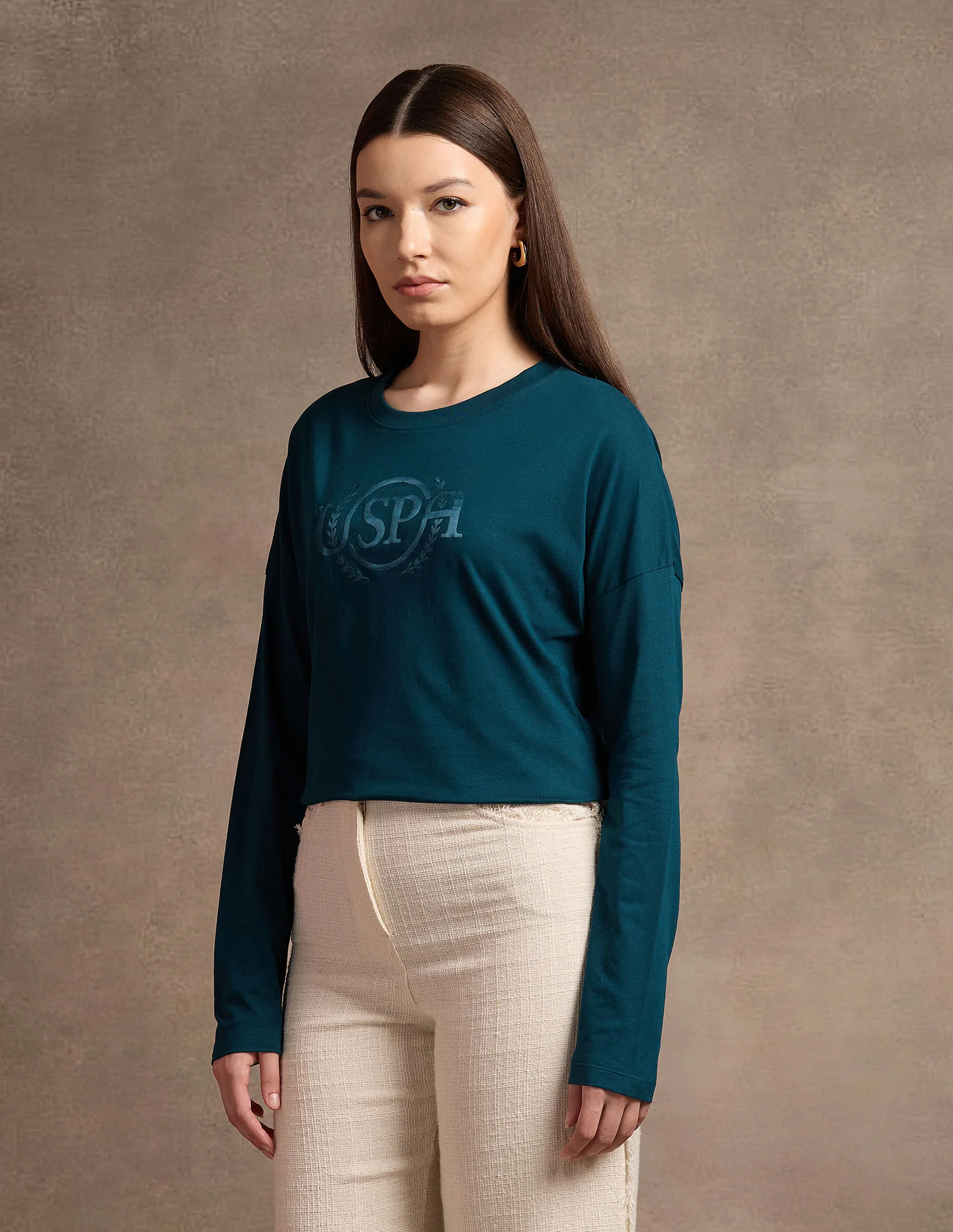 Drop Shoulder Satin Flock T-Shirt - Image 4