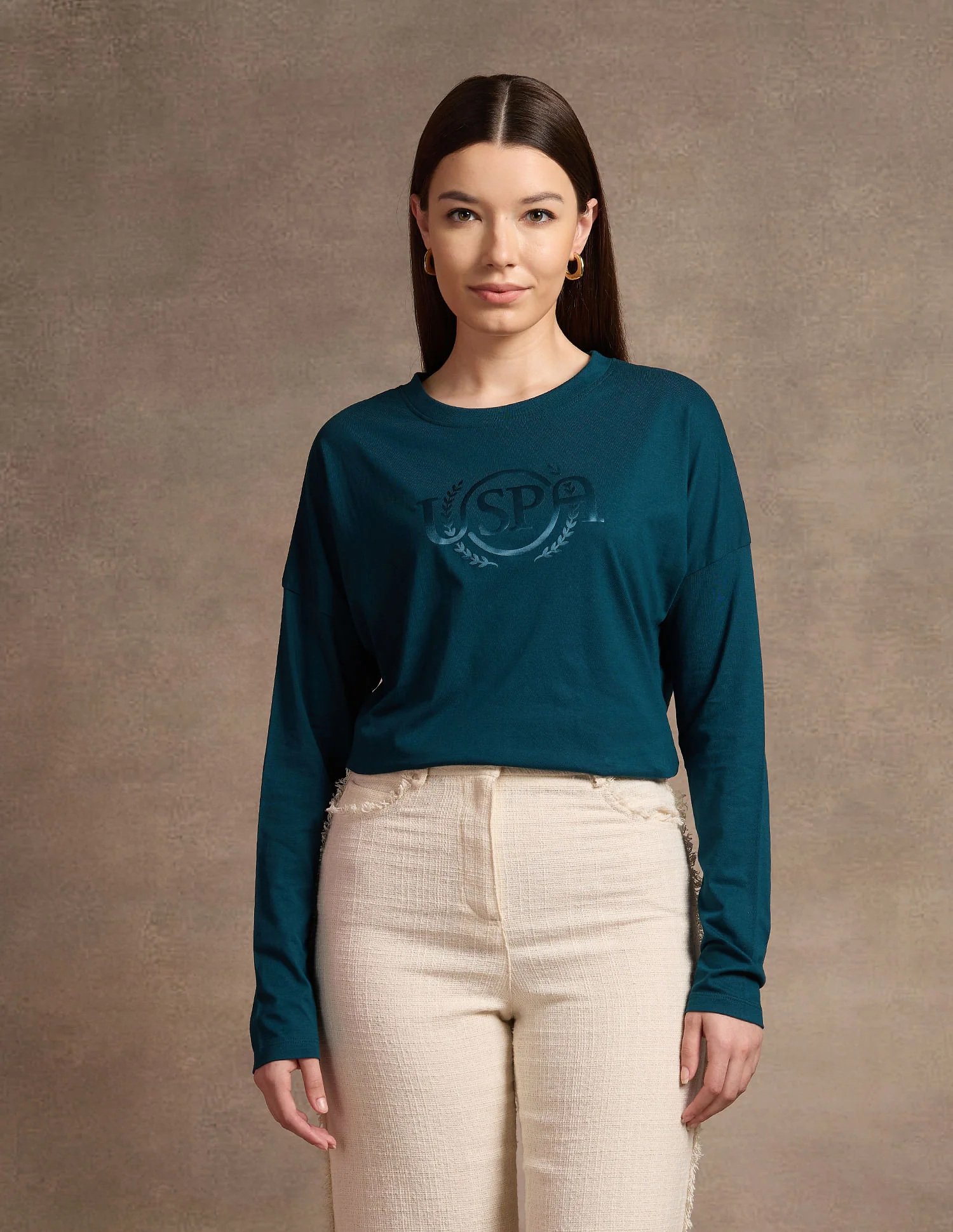 Drop Shoulder Satin Flock T-Shirt - Image 6