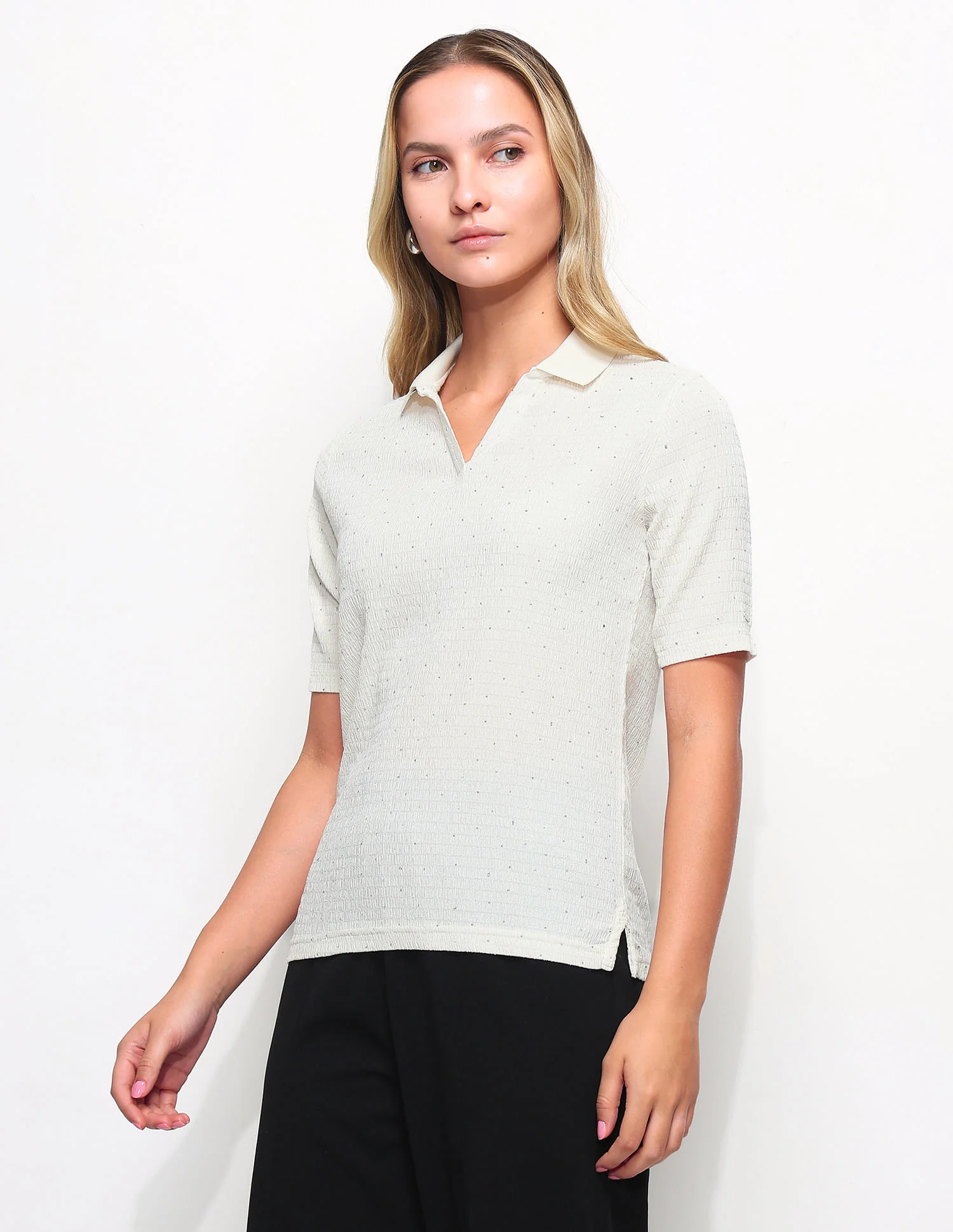 Embellished Textured Polo Shirt - Image 4