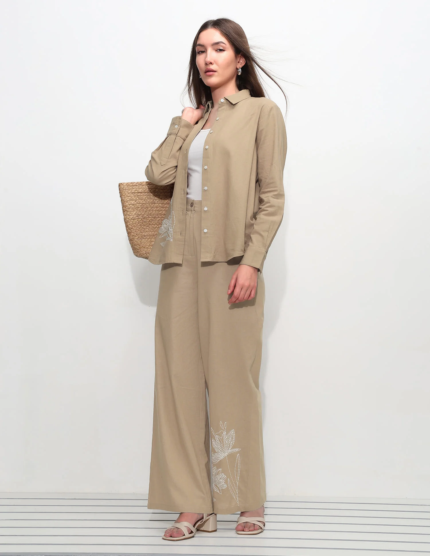 Embroidered Straight Fit Trousers - Image 3