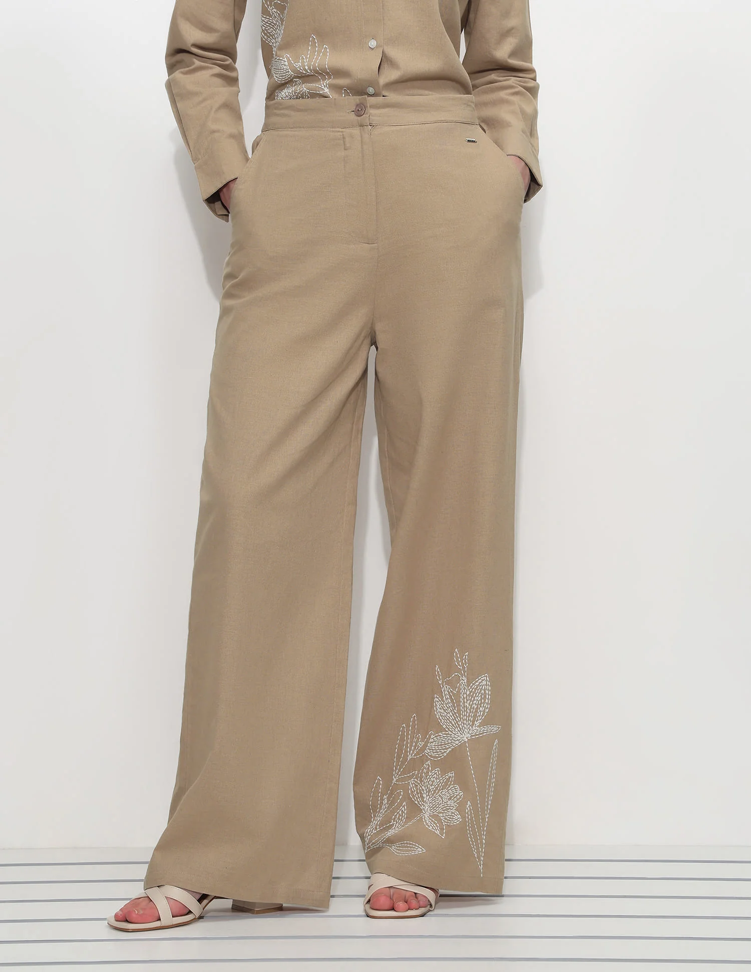 Embroidered Straight Fit Trousers - Image 6