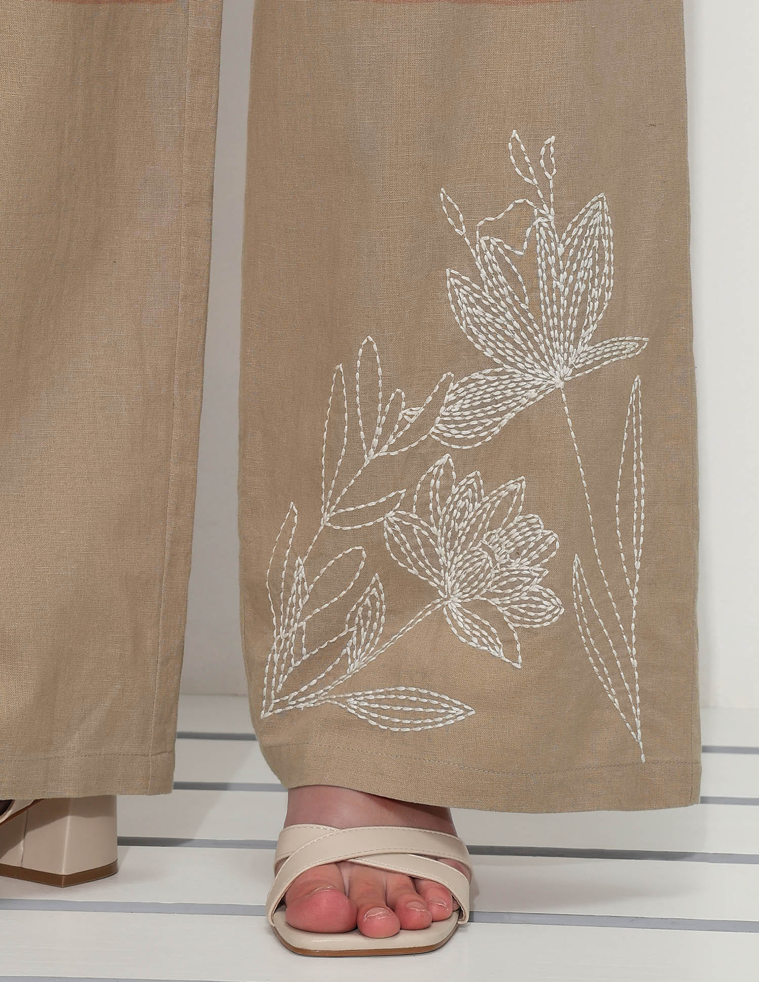 Embroidered Straight Fit Trousers - Image 9