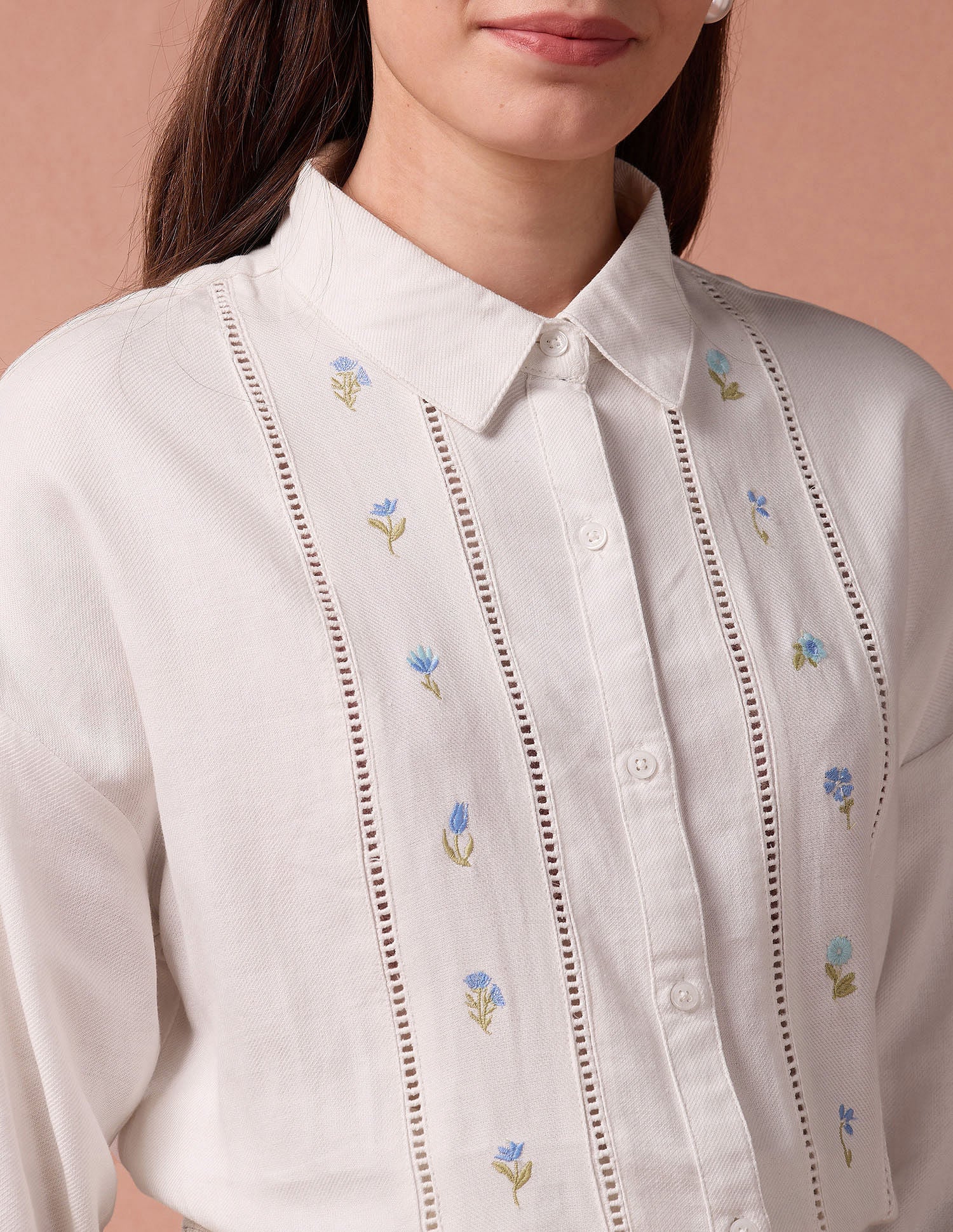Embroidery Ladder Lace  Shirt - Image 7