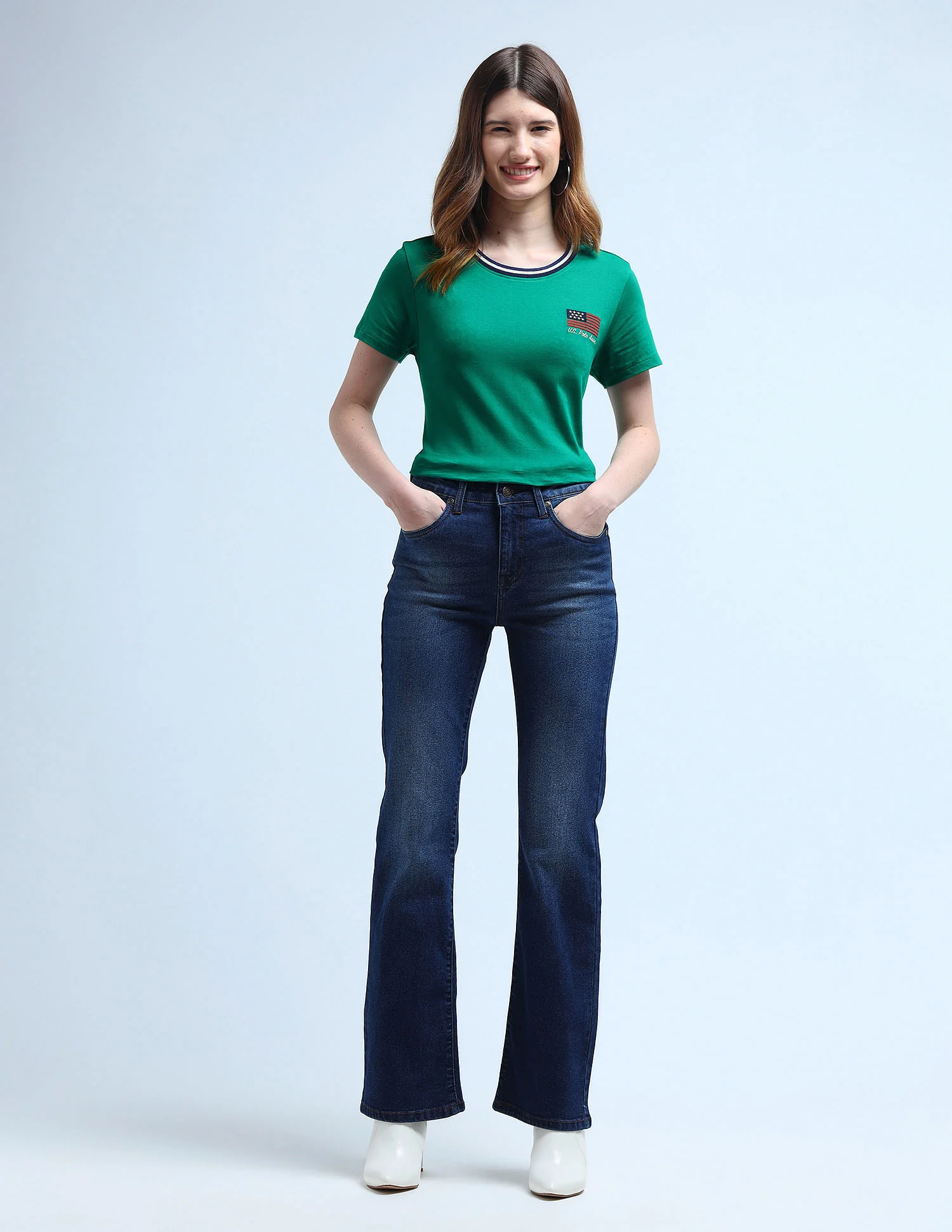 Flag Embroidered Tipped Neck T-Shirt - Image 3