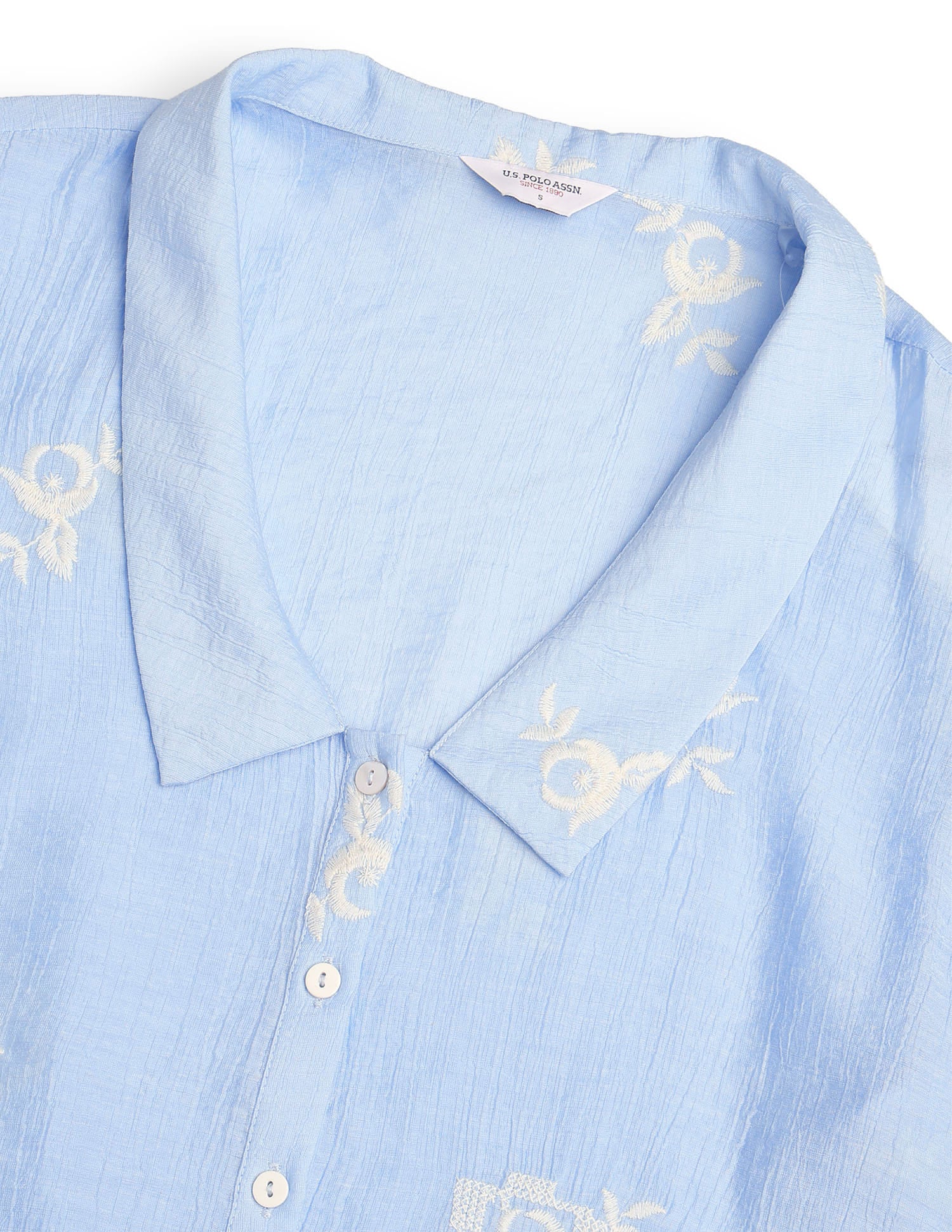 Flat Collar Floral Embroidered Top - Image 8