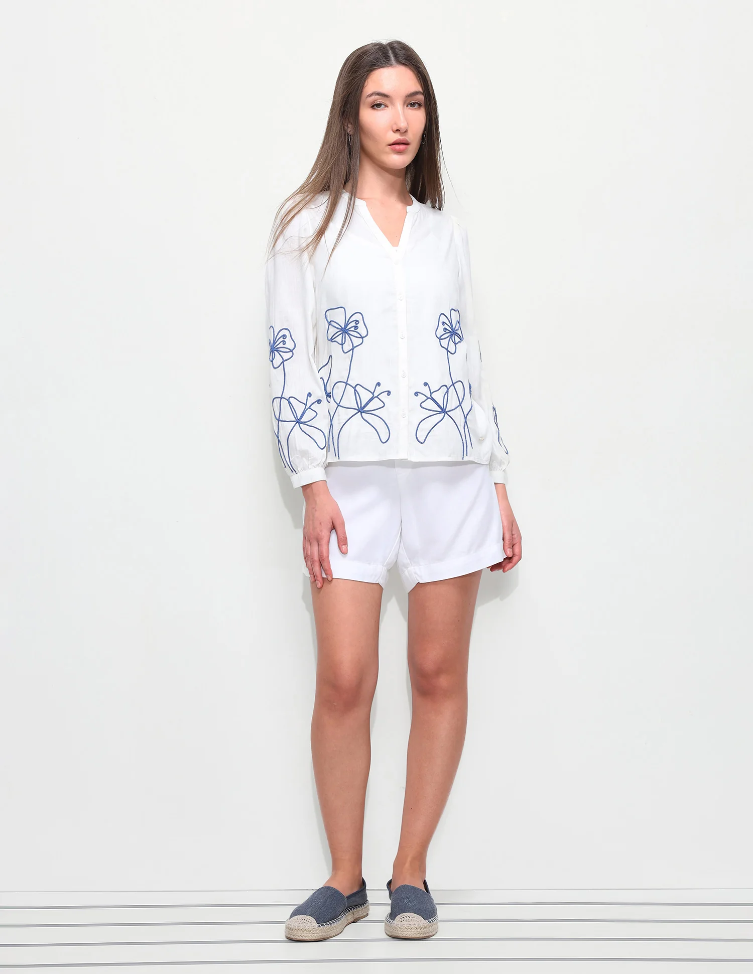 Floral cord embroidered relaxed fit top - Image 3