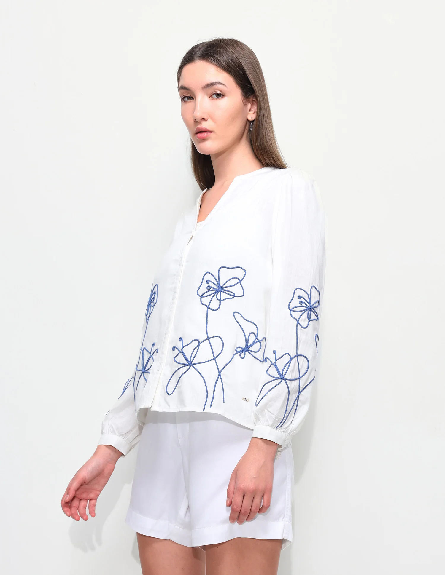 Floral cord embroidered relaxed fit top - Image 4