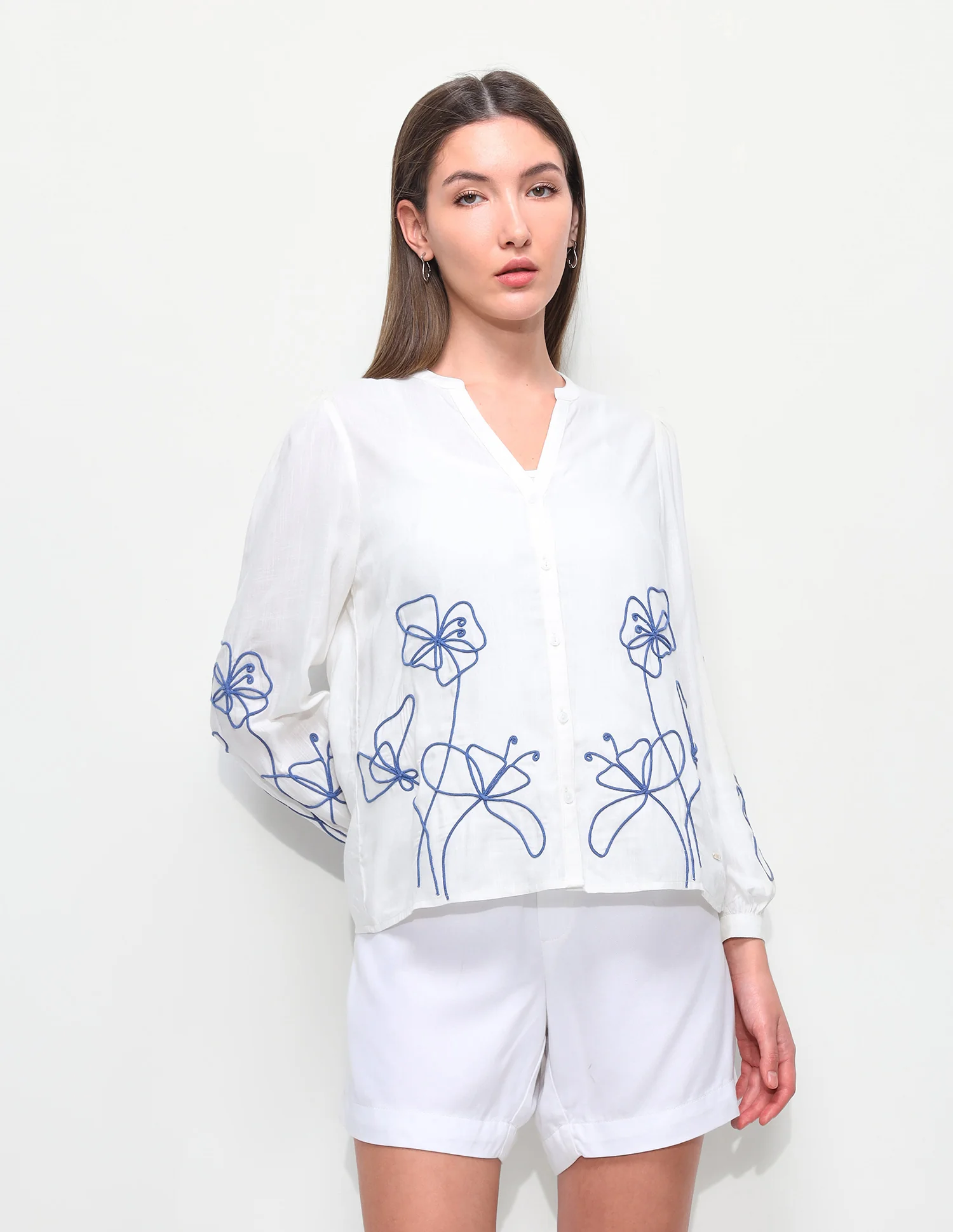 Floral cord embroidered relaxed fit top - Image 6