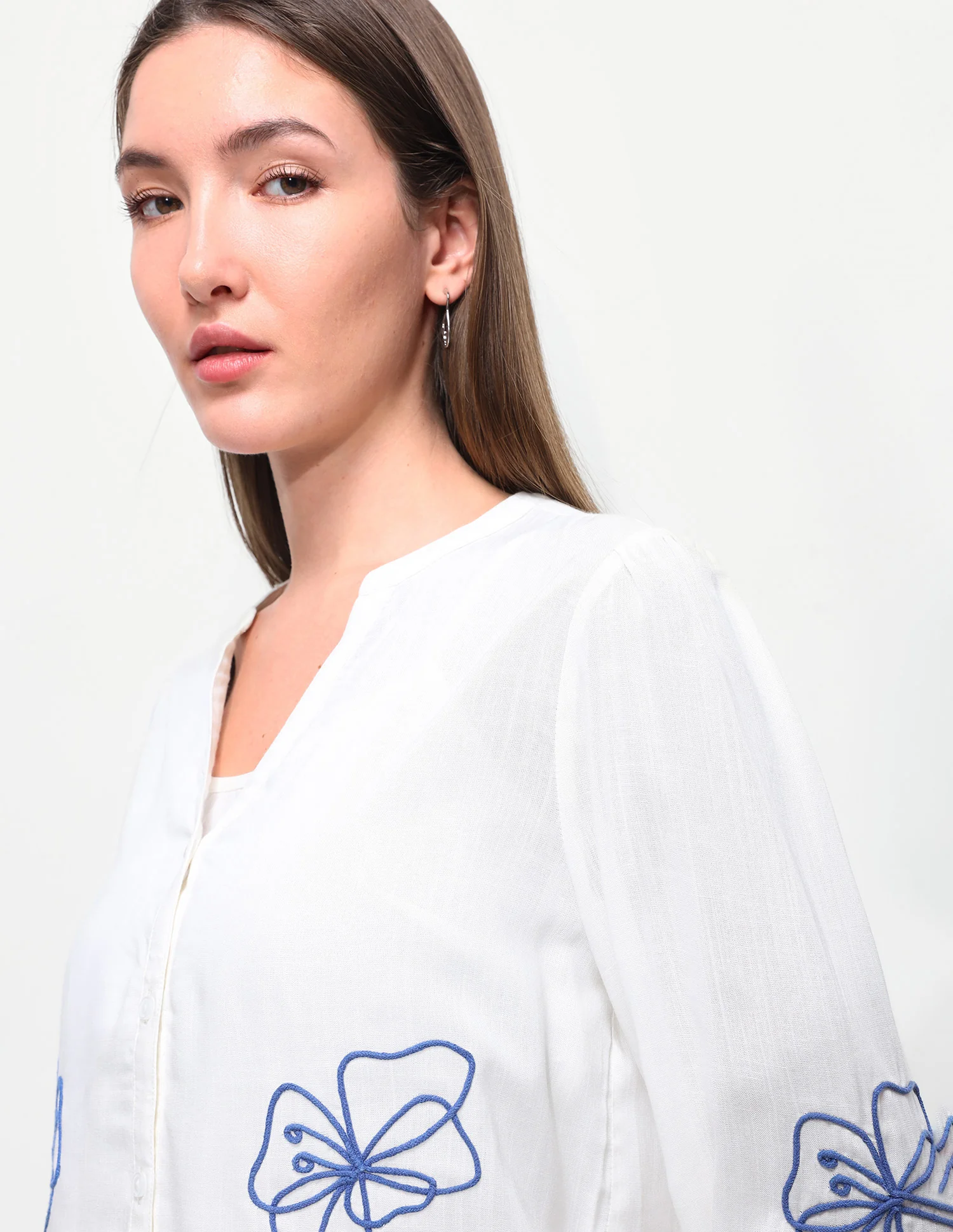 Floral cord embroidered relaxed fit top - Image 7