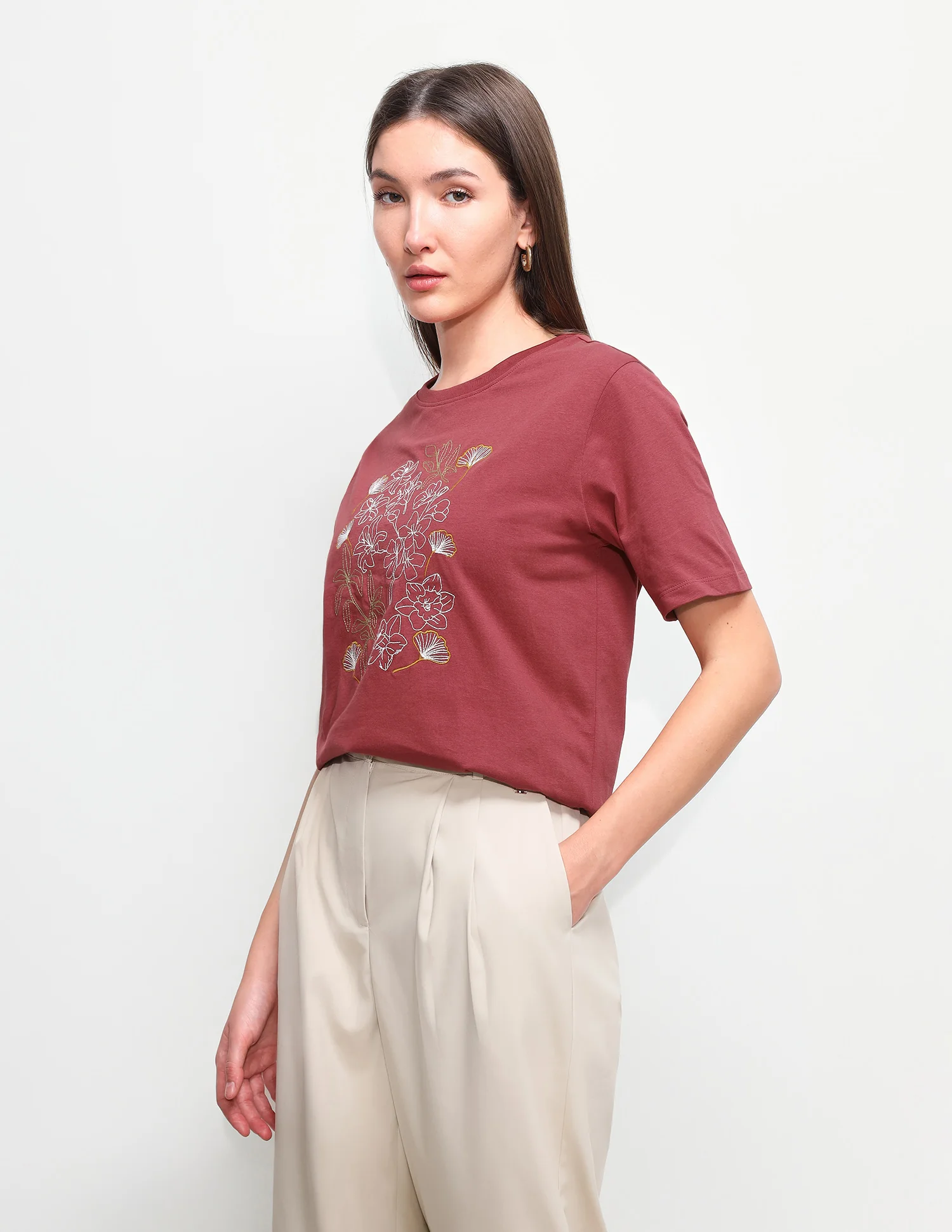 Floral Embroidered Boxy Fit T-Shirt - Image 4