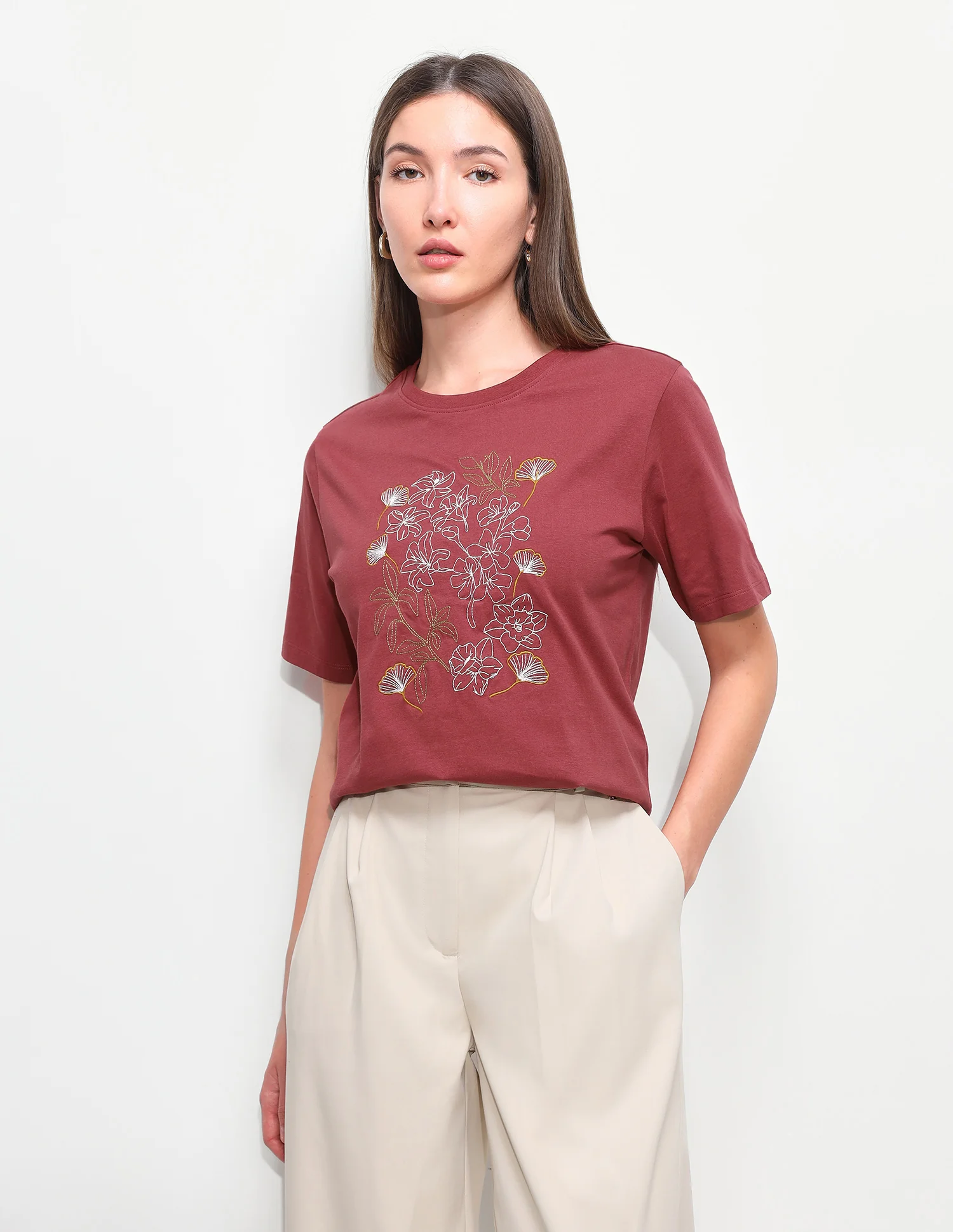 Floral Embroidered Boxy Fit T-Shirt - Image 6