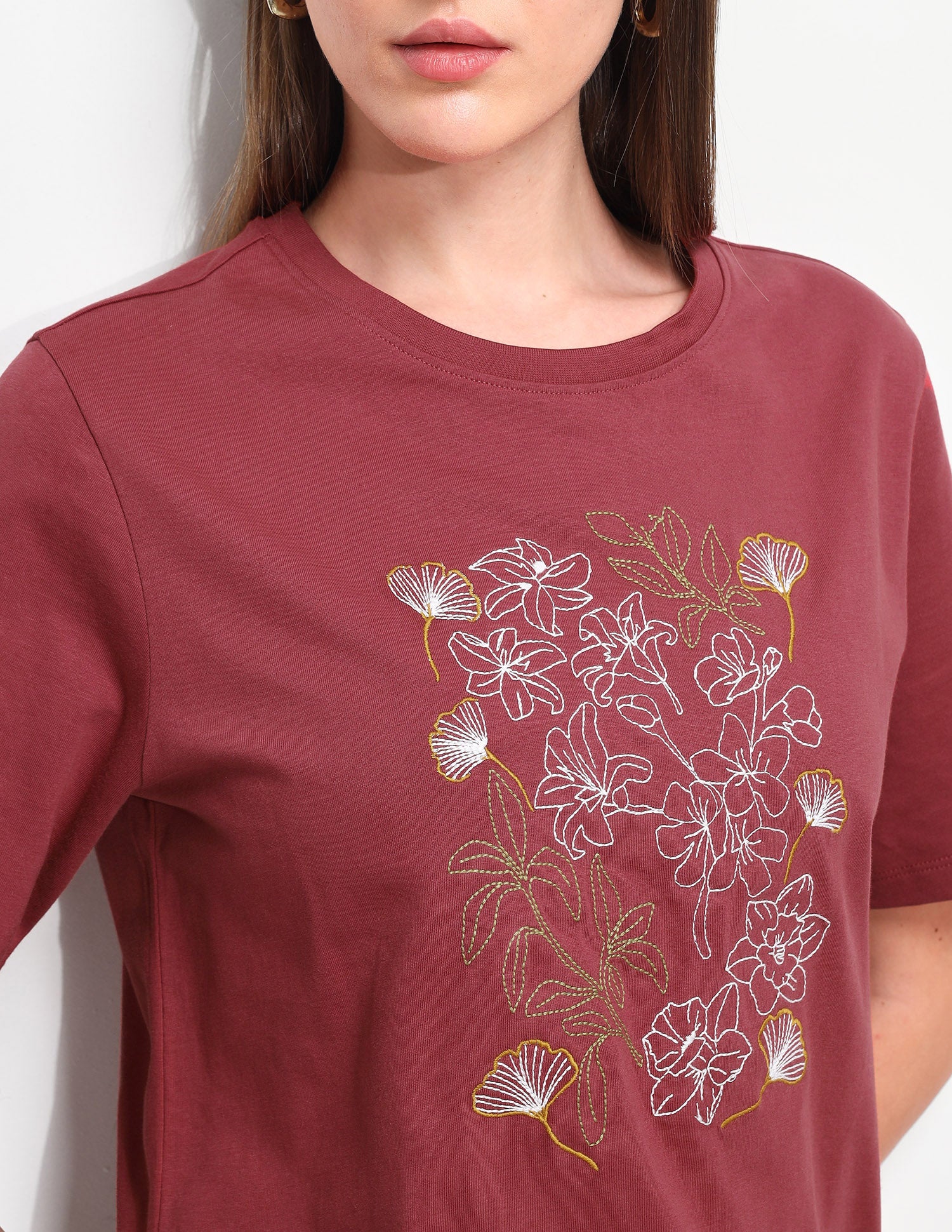 Floral Embroidered Boxy Fit T-Shirt - Image 7