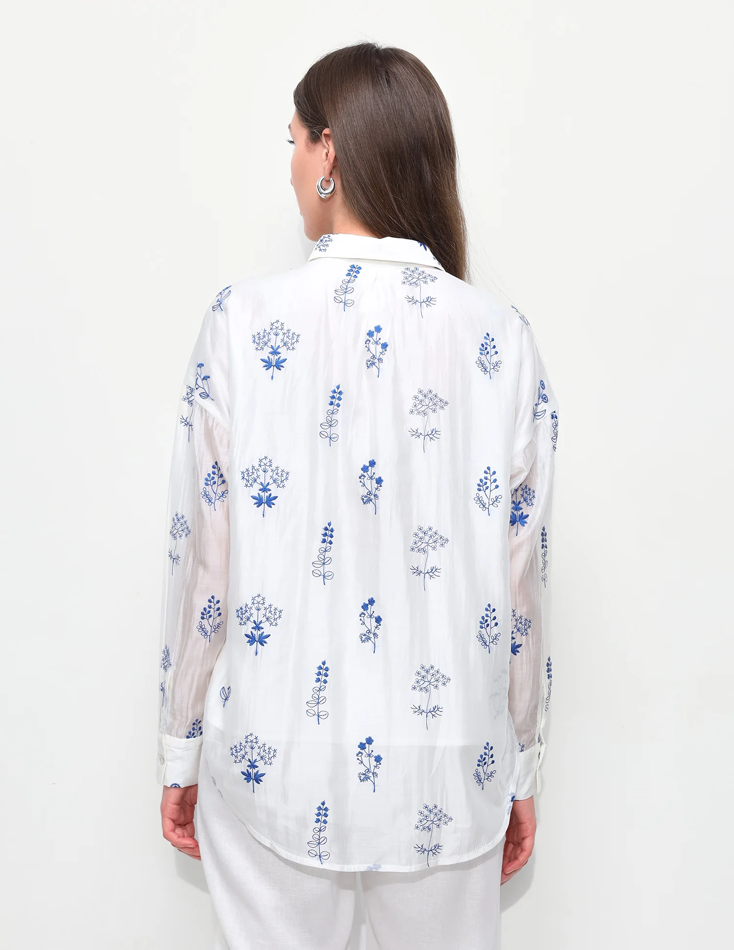 Floral Embroidered Oversized Fit Shirt - Image 6