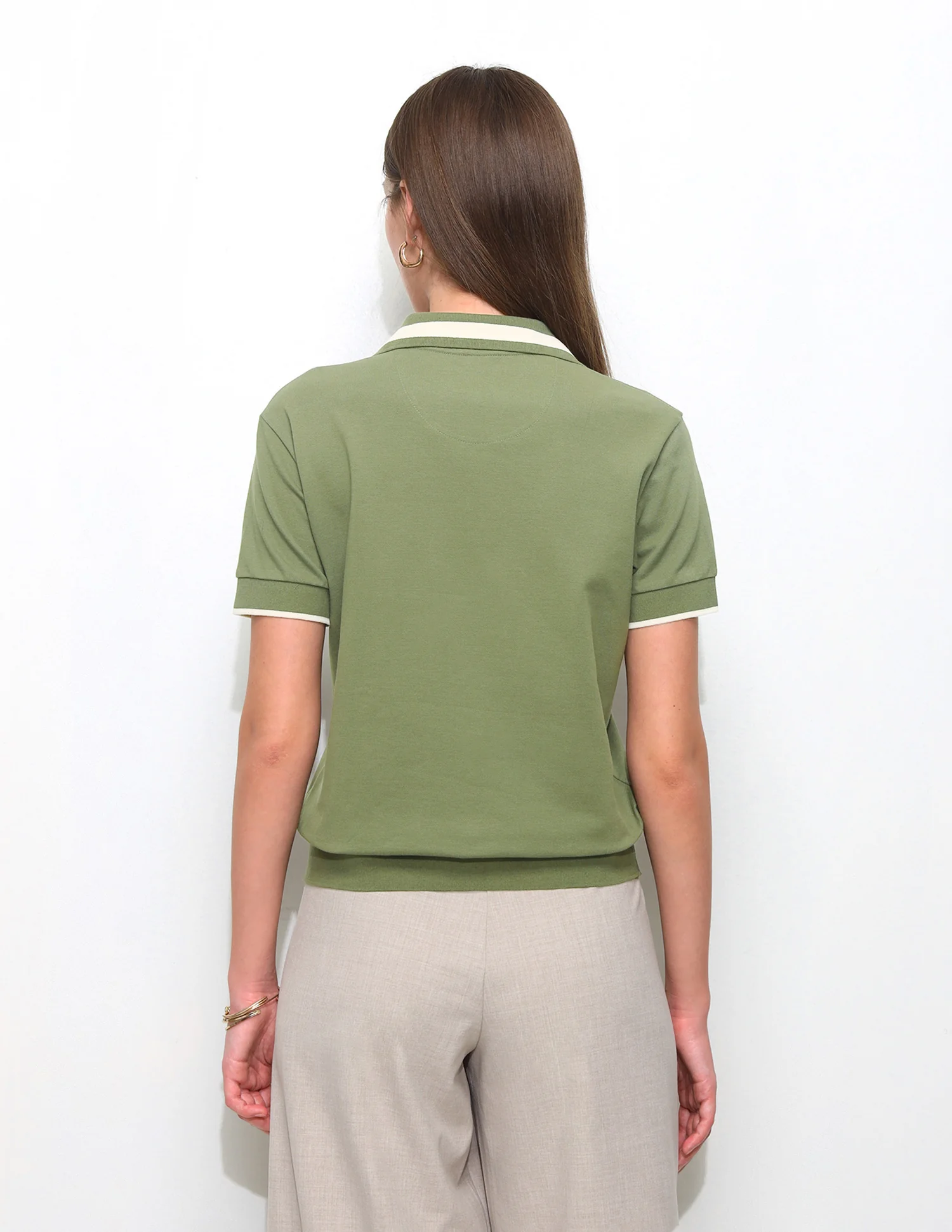 Floral Embroidery Blouson Polo Shirt - Image 5