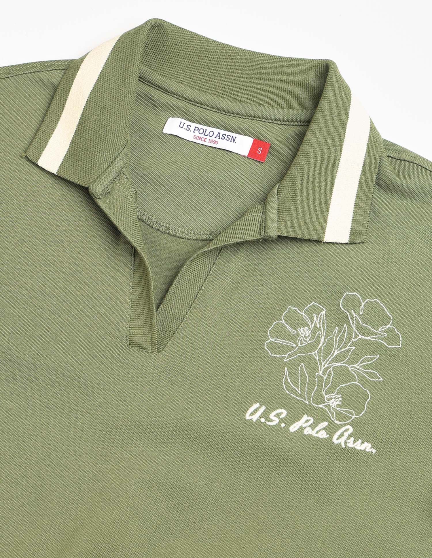 Floral Embroidery Blouson Polo Shirt - Image 8