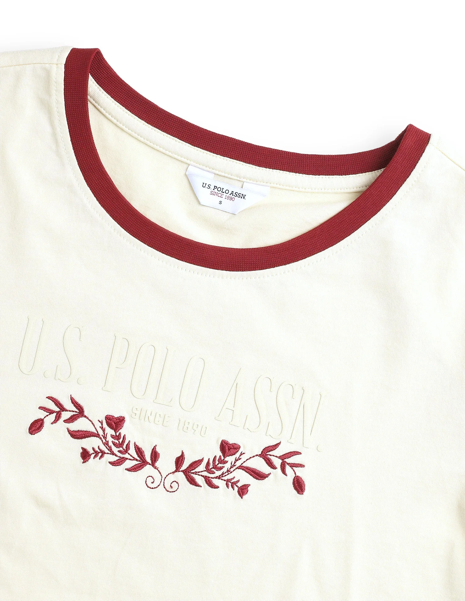 Floral Embroidery Regular Fit Ringer T-Shirt - Image 8