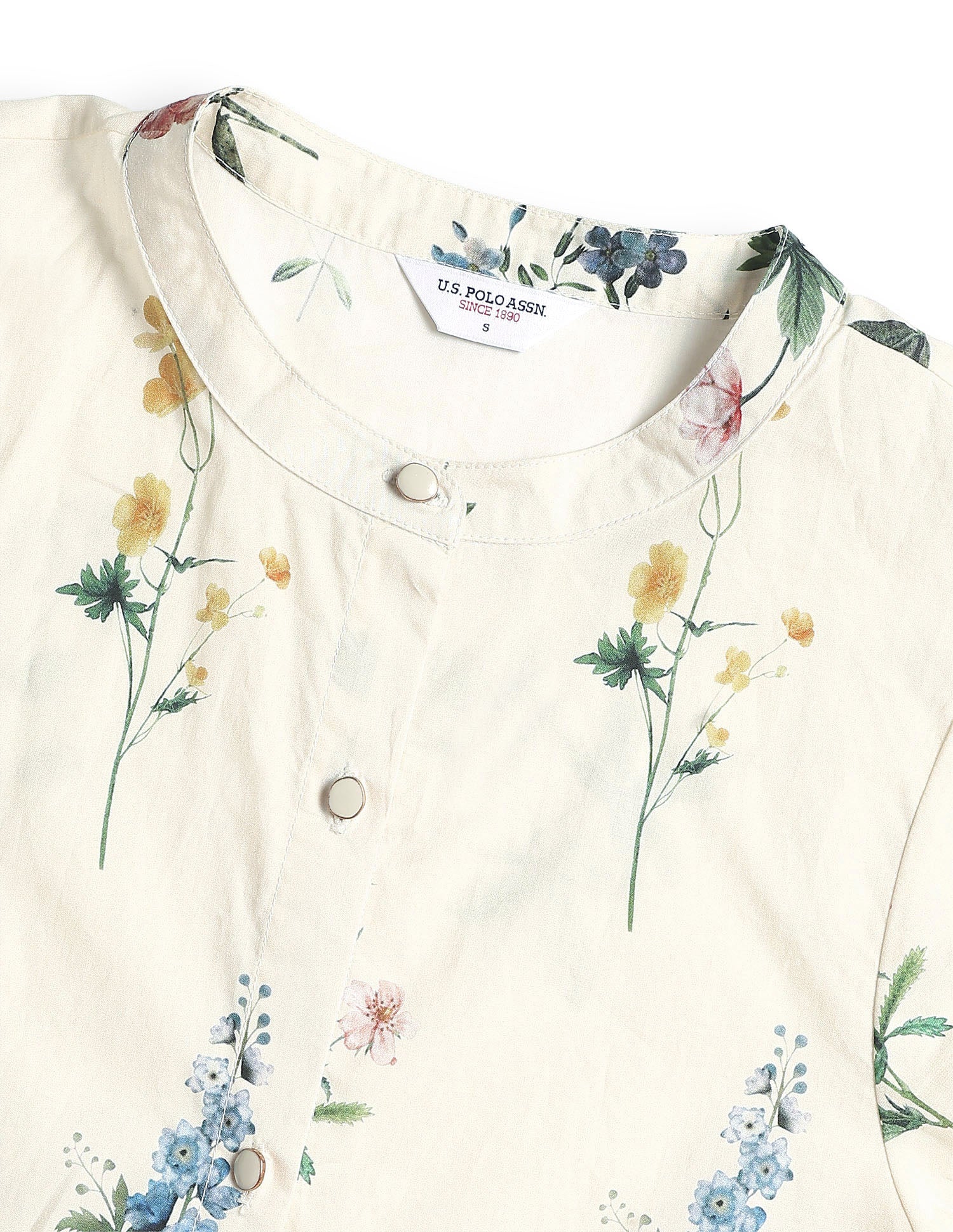 Floral Printed Band Collar Shirt - Image 8