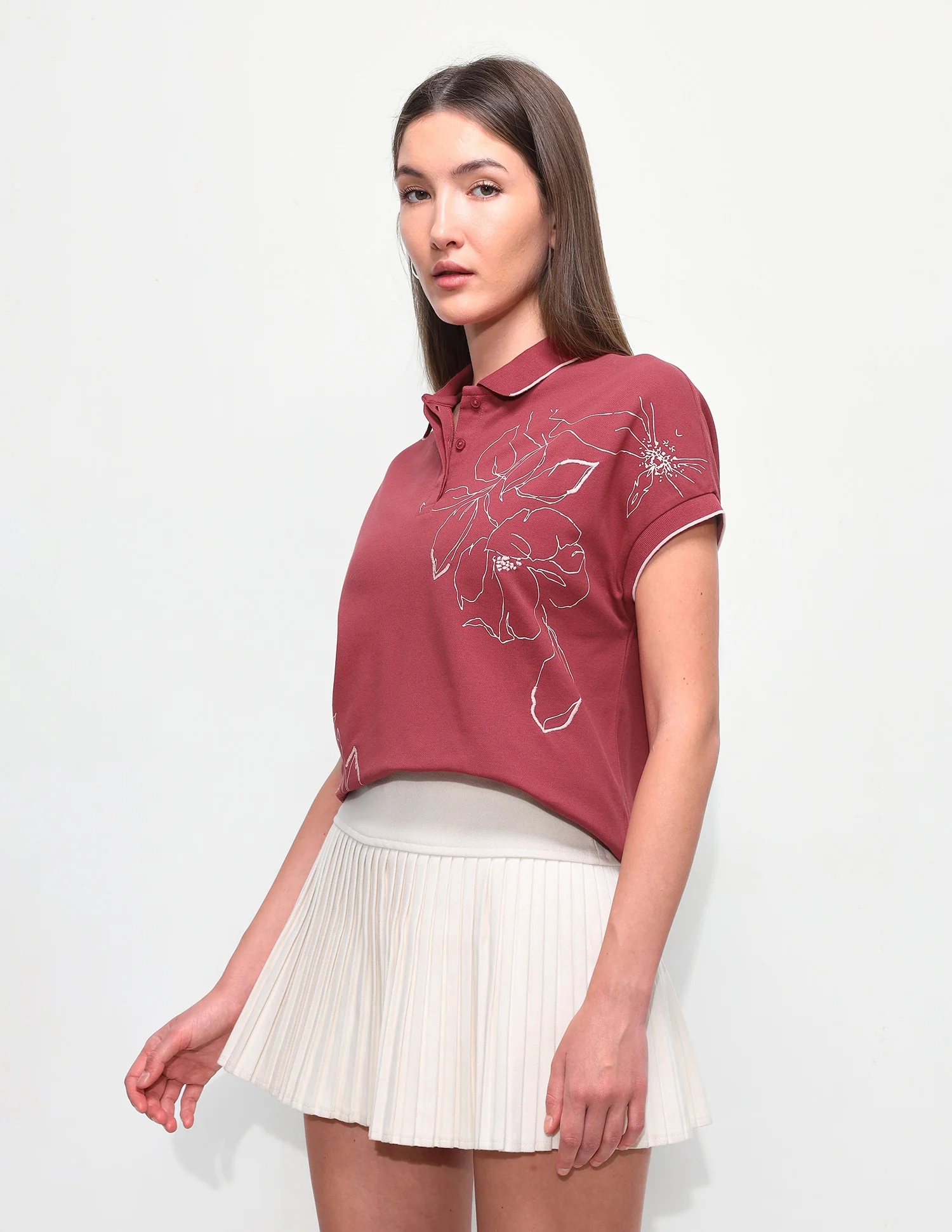 Floral Printed Boxy Fit Polo Shirt - Image 4