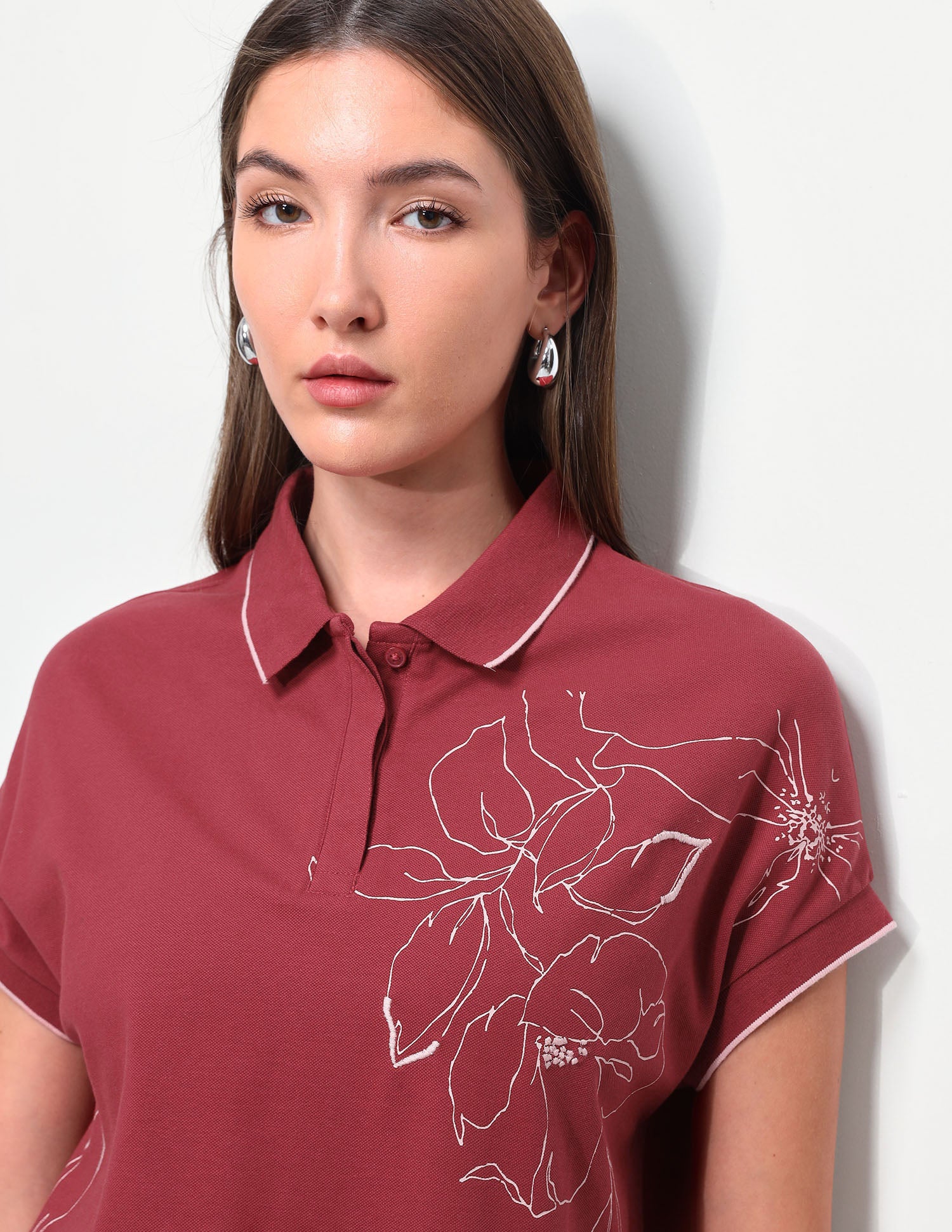 Floral Printed Boxy Fit Polo Shirt - Image 7