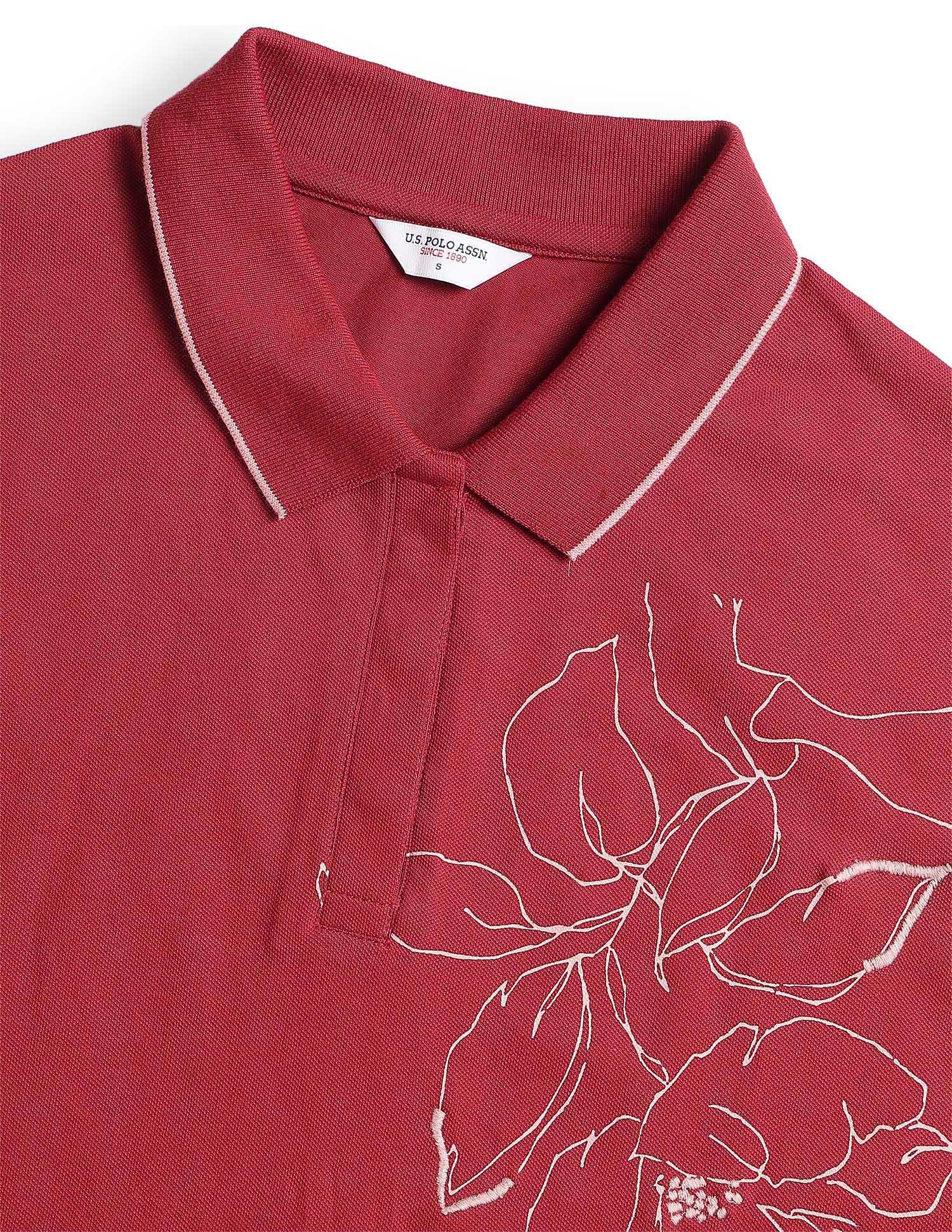 Floral Printed Boxy Fit Polo Shirt - Image 8