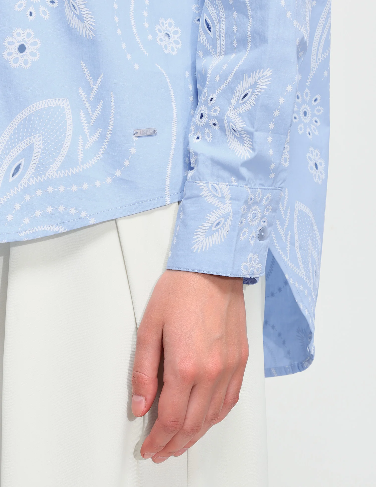 Floral Printed Cut Work Oversized Fit Shirt - Image 10