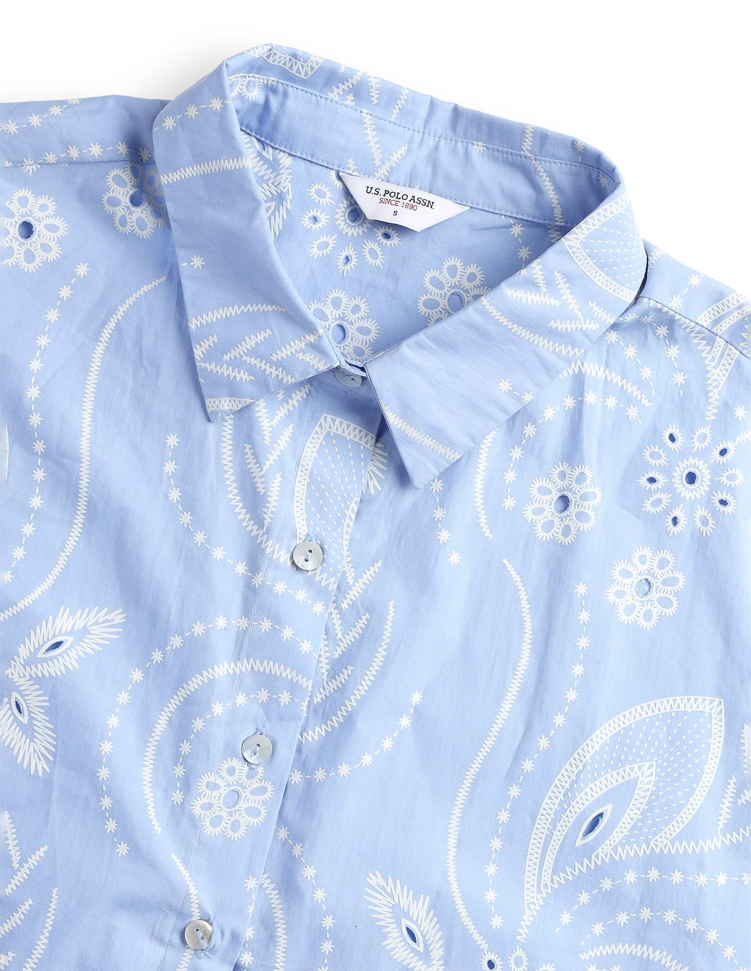 Floral Printed Cut Work Oversized Fit Shirt - Image 8