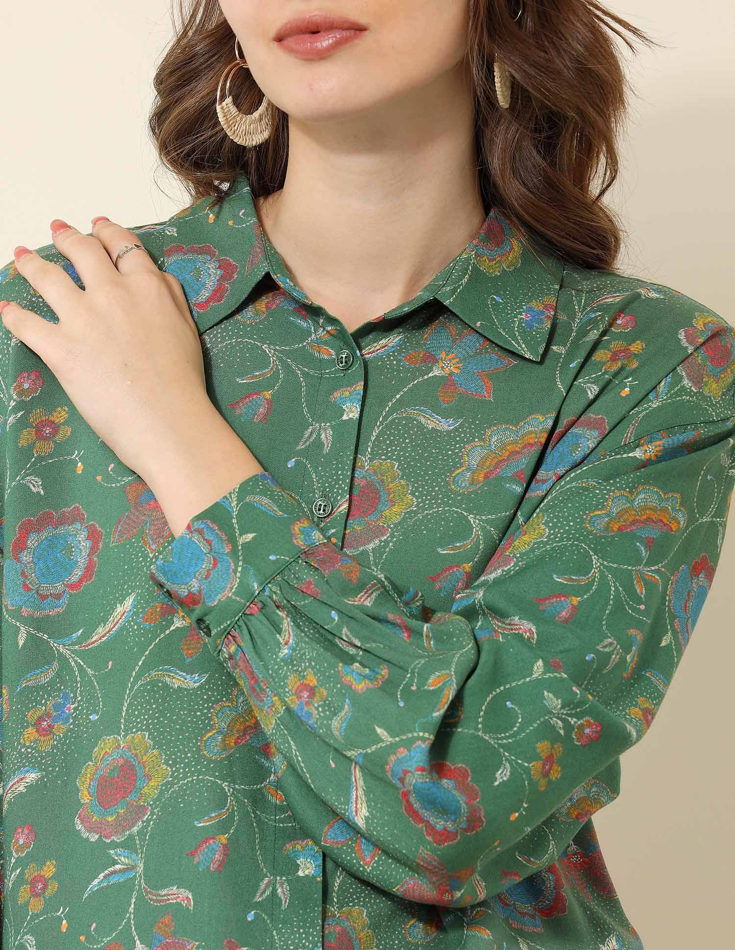 Floral Printed Regular Fit Shirt - Image 7