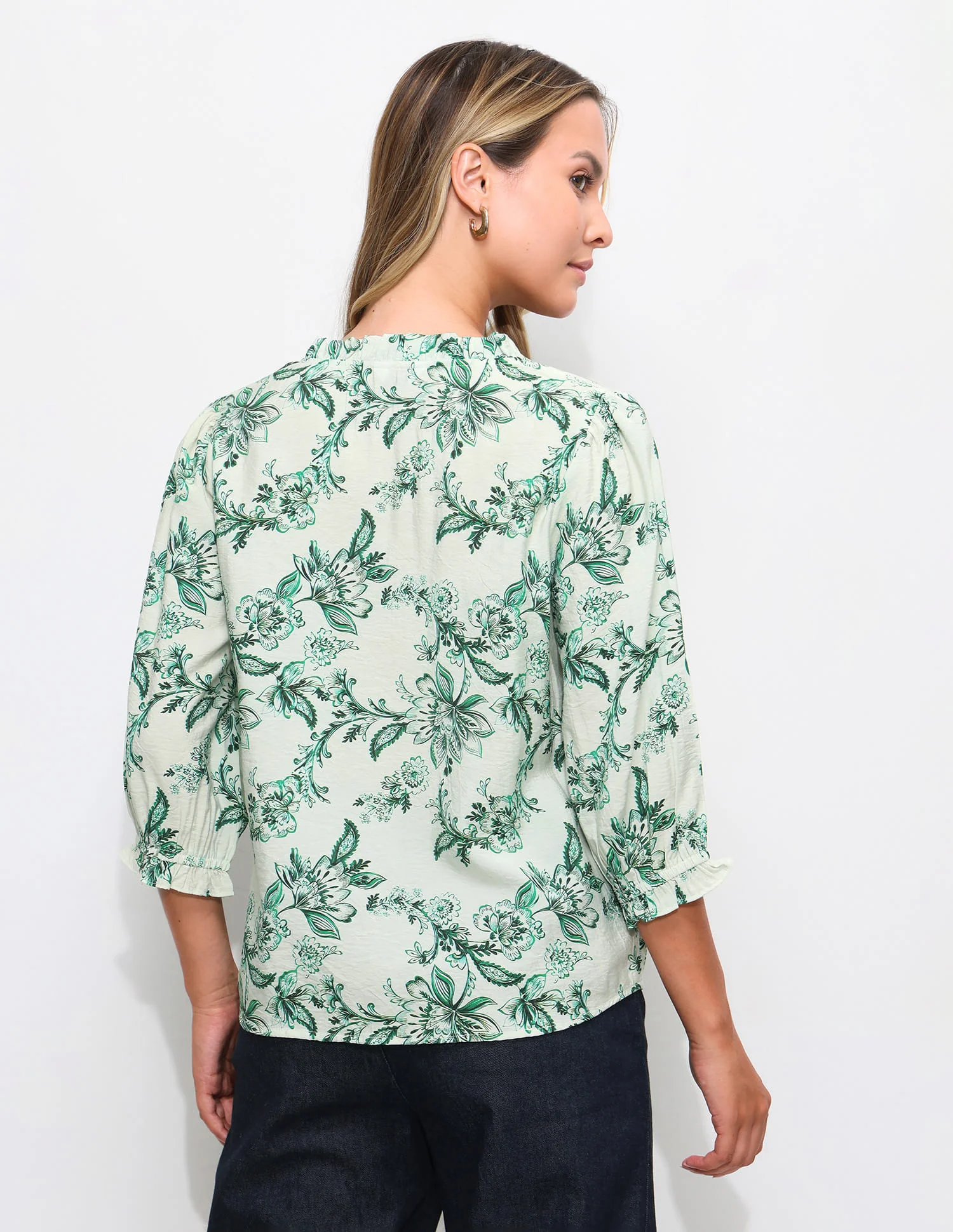 Floral Printed Ruffle Top - Image 5