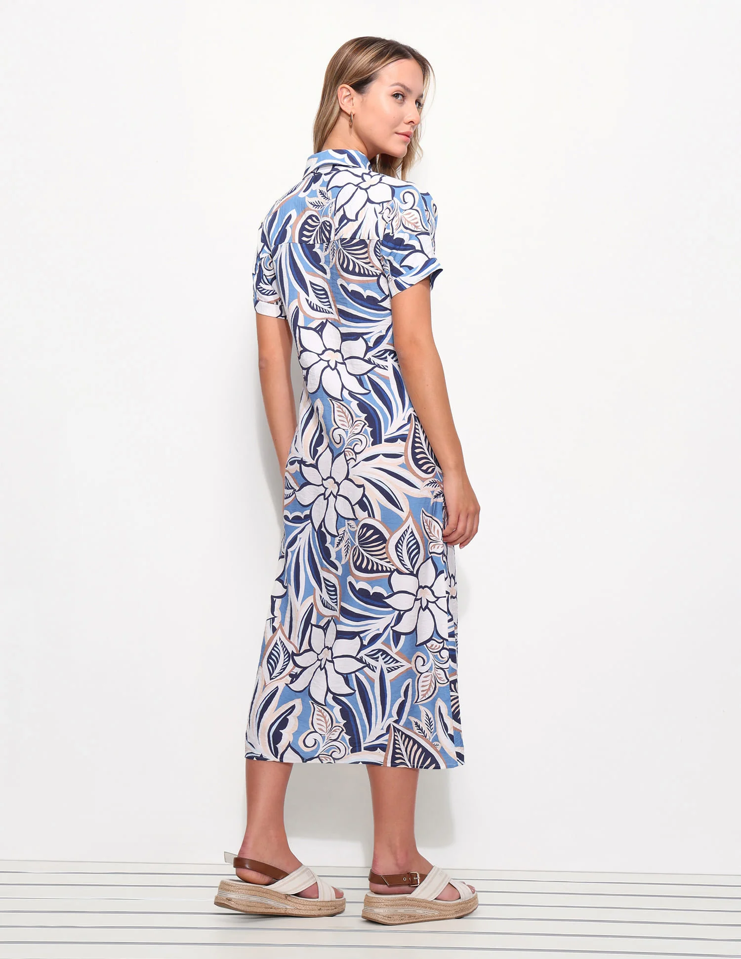 Floral Shirt Dress With Knot Detail - Image 5
