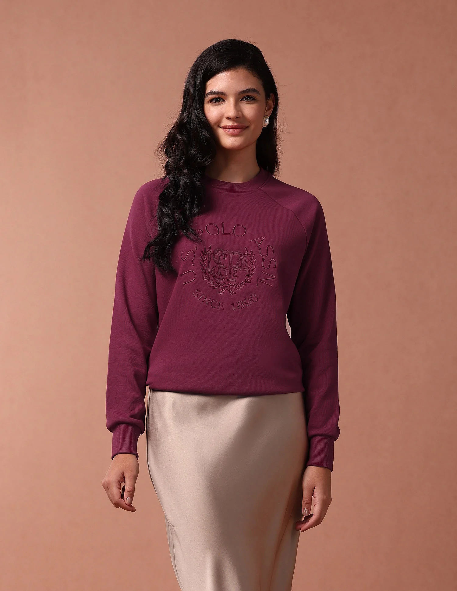 Foil Print Raglan Sleeve Sweatshirt