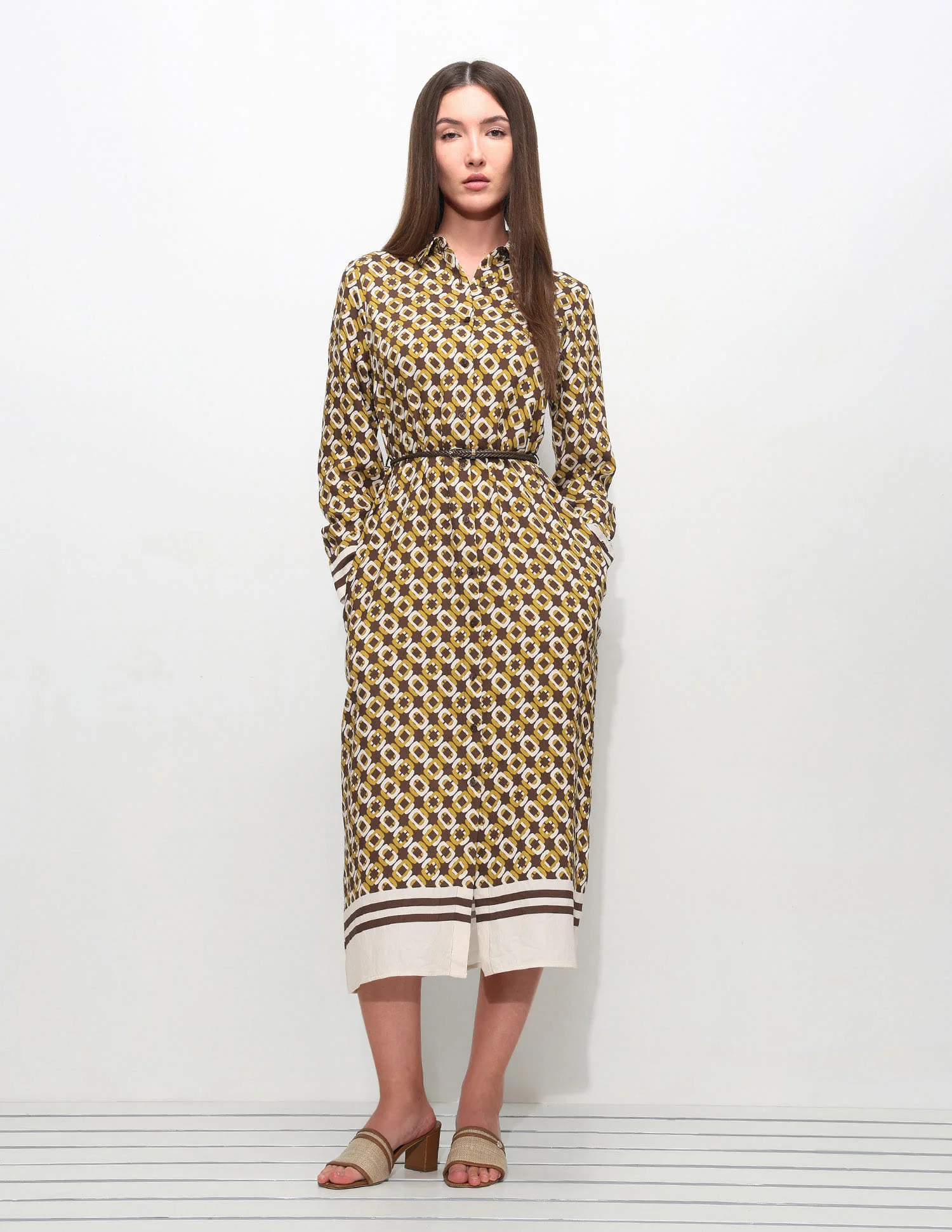 Geometric Printed Shirt Dress - Image 10