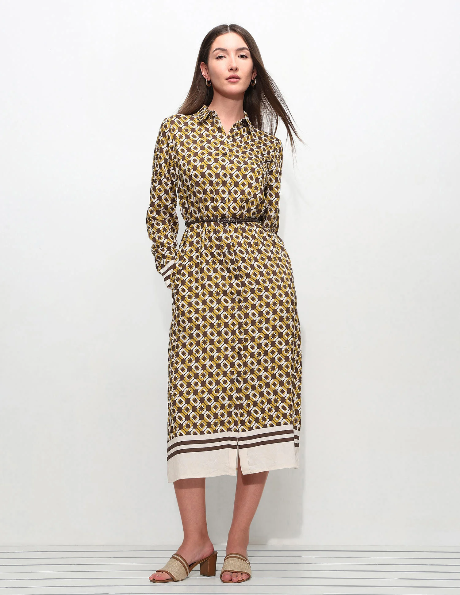 Geometric Printed Shirt Dress - Image 3