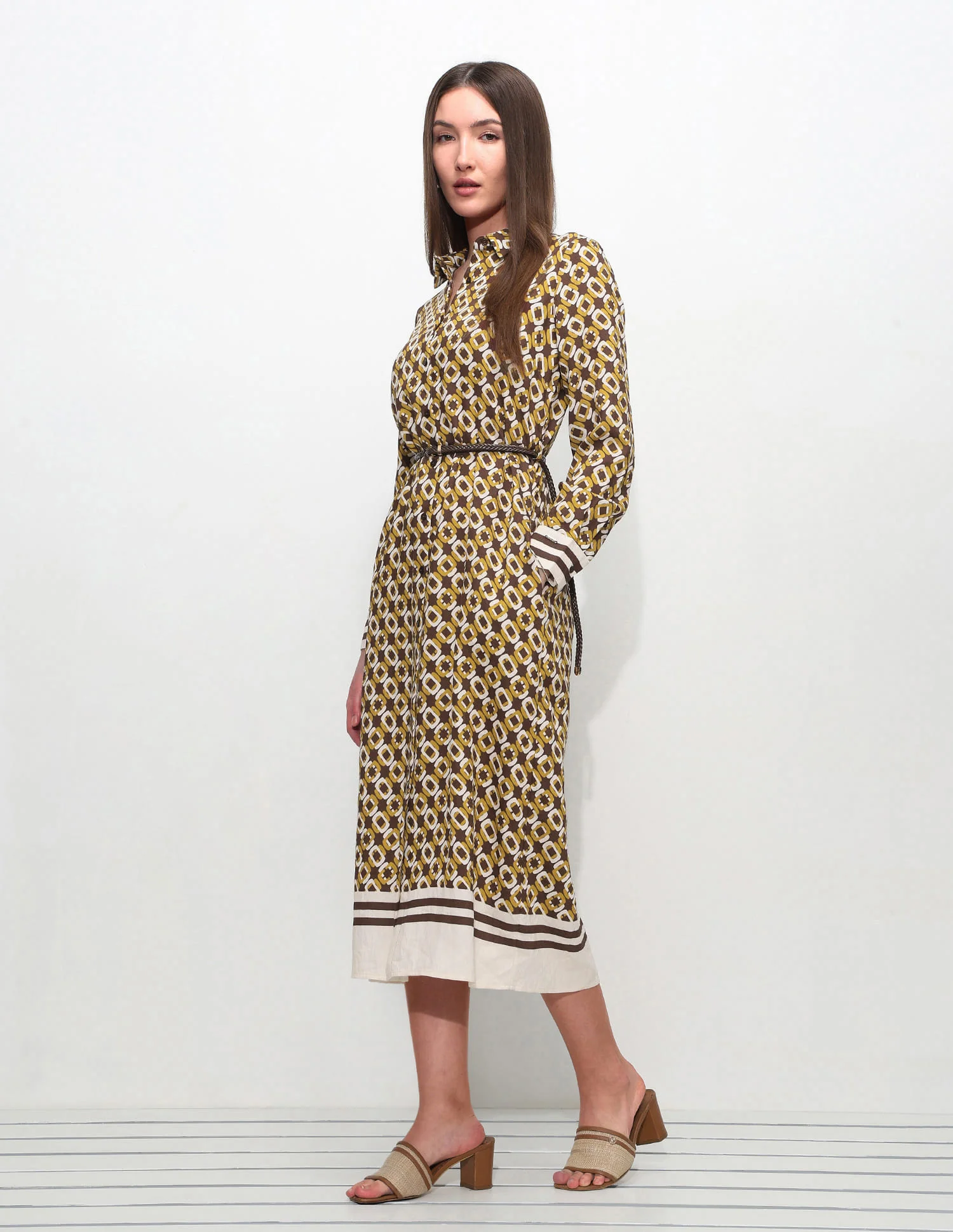 Geometric Printed Shirt Dress - Image 4